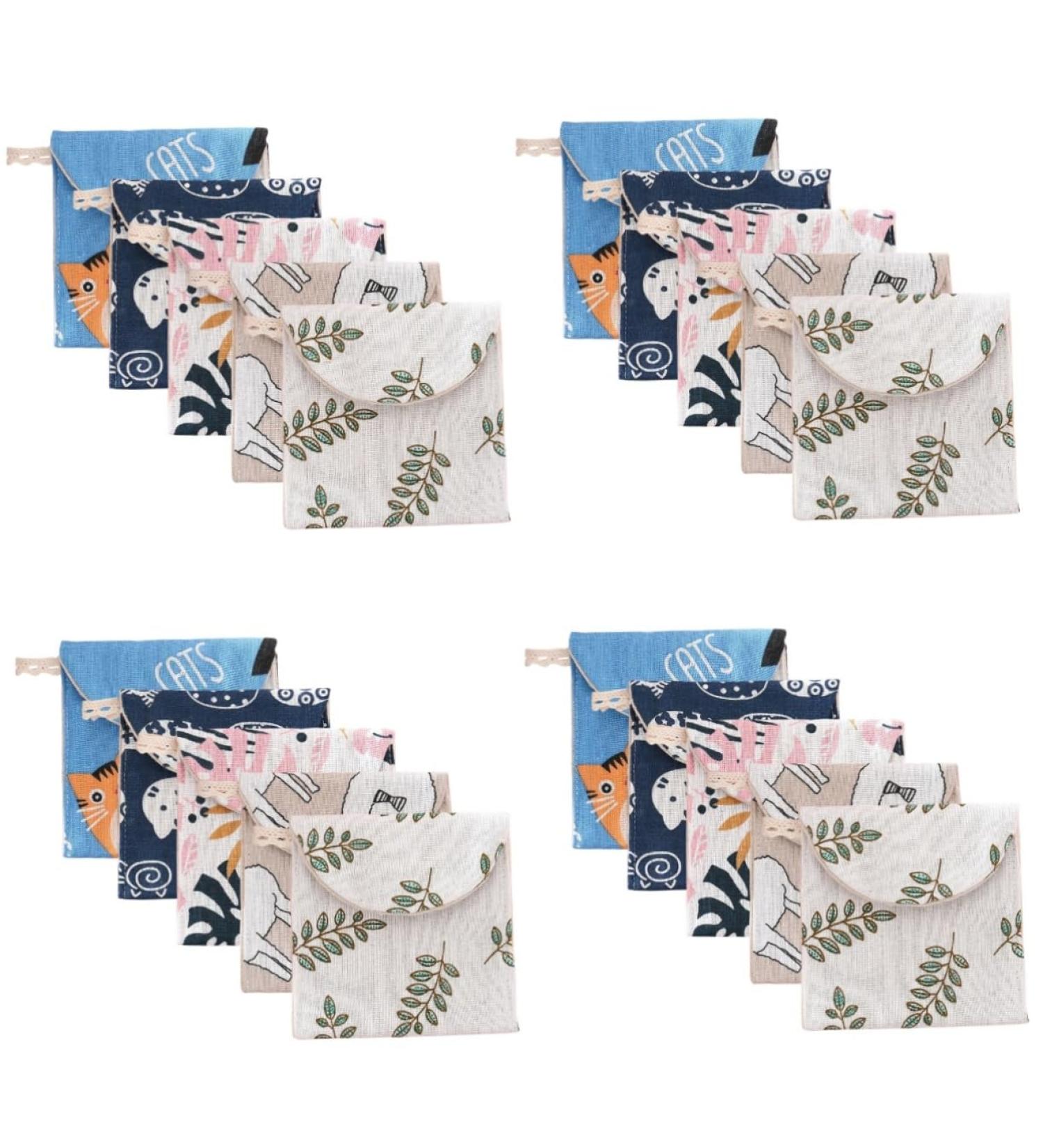 Healifty 20 Pcs Sanitary Napkin Storage Bag - Leaf Knitted Fabric, Gray Bottom - Pack of 4 (1 Count) - Buy Online on GoSupps.com