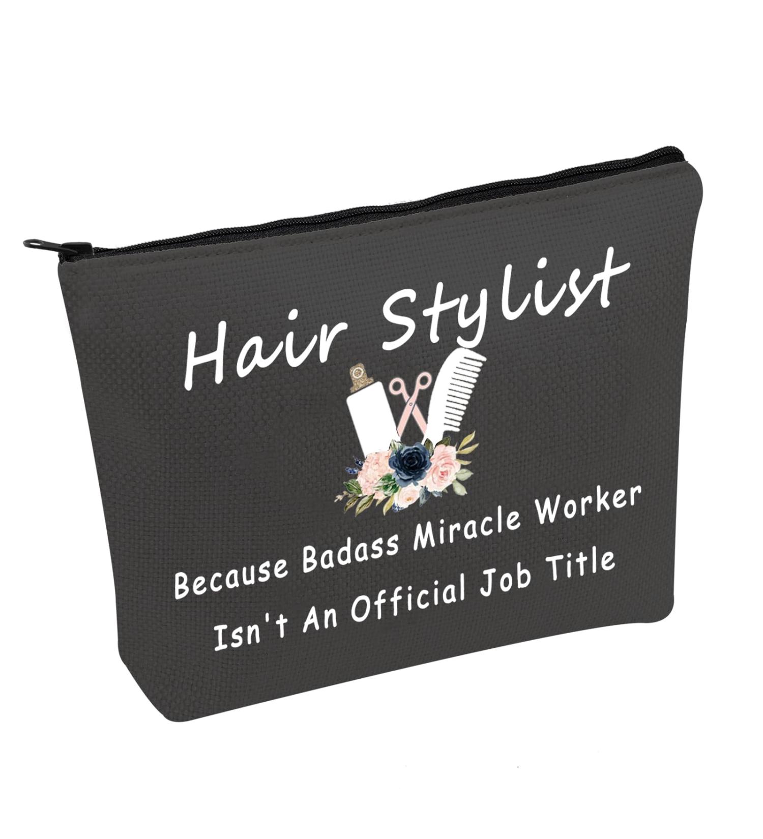 JXGZSO Hairdresser Gift - Badass Miracle Worker Makeup Bag for Hair Stylists - Buy Online on GoSupps.com