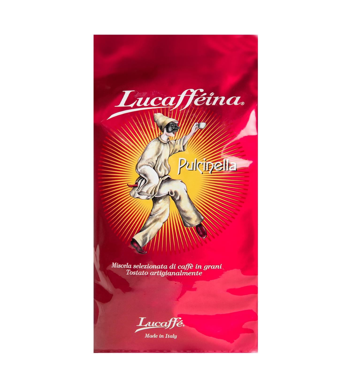 LUCAFF PULCINELLA Coffee Beans Bag Saves Aroma 700gr Energy Coffee Roasted Neapolitan Arabica and Robusta Blend Extra Caffeine Chocolate Notes Mild Taste High Quality