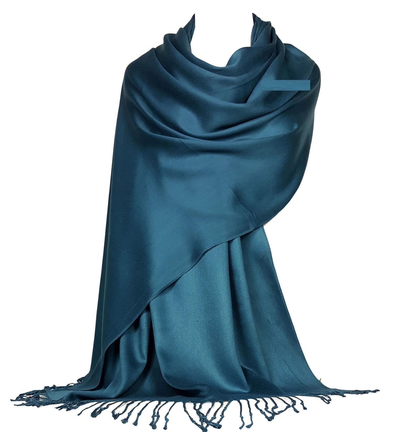 GFM Smooth Shiny Pashmina Style Scarf (L9) - Teal Blue - Buy Online on GoSupps.com