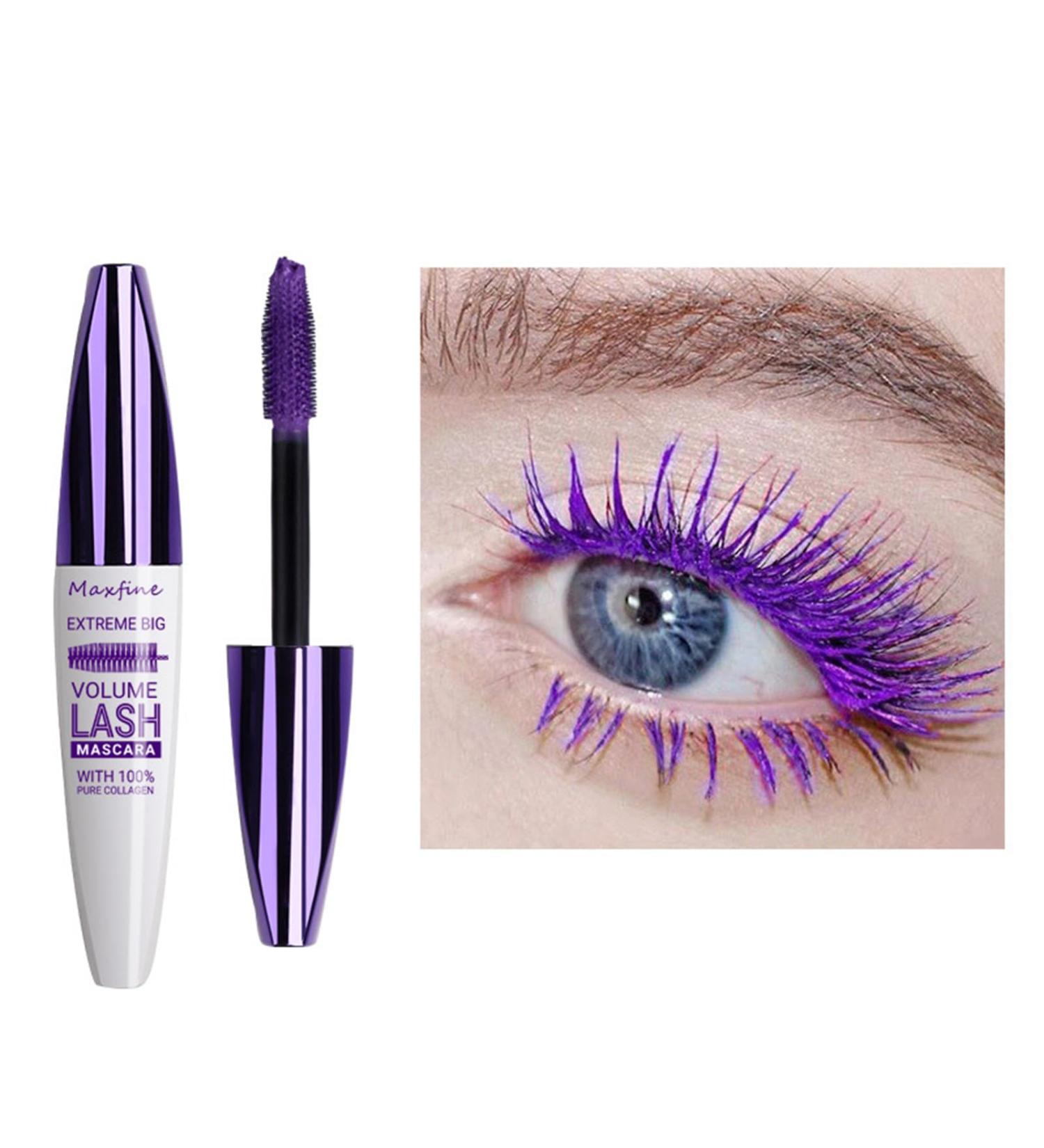  HISUNBEN Blue Mascara Waterproof 10ml Mascara Waterproof Durable Volumizing Curling Extension Makeup for Christmas Halloween Parties Weddings White Box (White Tube - Purple) - Buy Online on GoSupps.com