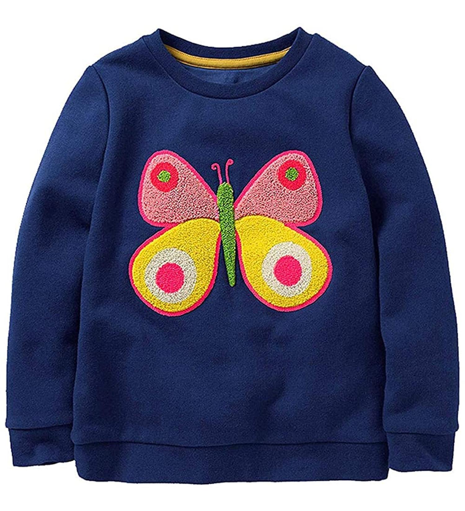 Girls Cotton Sweatshirt for Kids | Casual Long Sleeve Pullover | Toddler Clothes for Age 1-12 | 02 Blue - Buy Online on GoSupps.com
