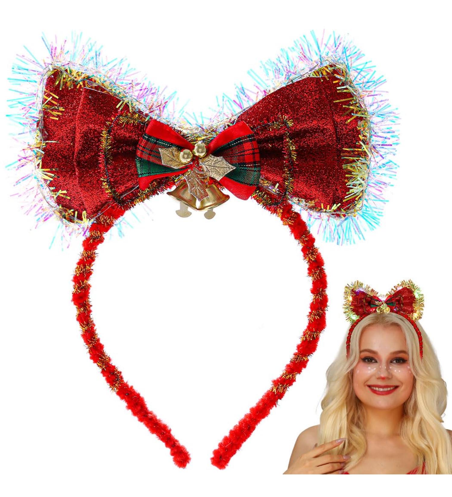 Flayem Bow Christmas Headbands for Kids Adults Red Xmas Cute Hair Hoop with Jingle Bell for Women Men Christmas Party Costume Party Favor - Buy Online on GoSupps.com