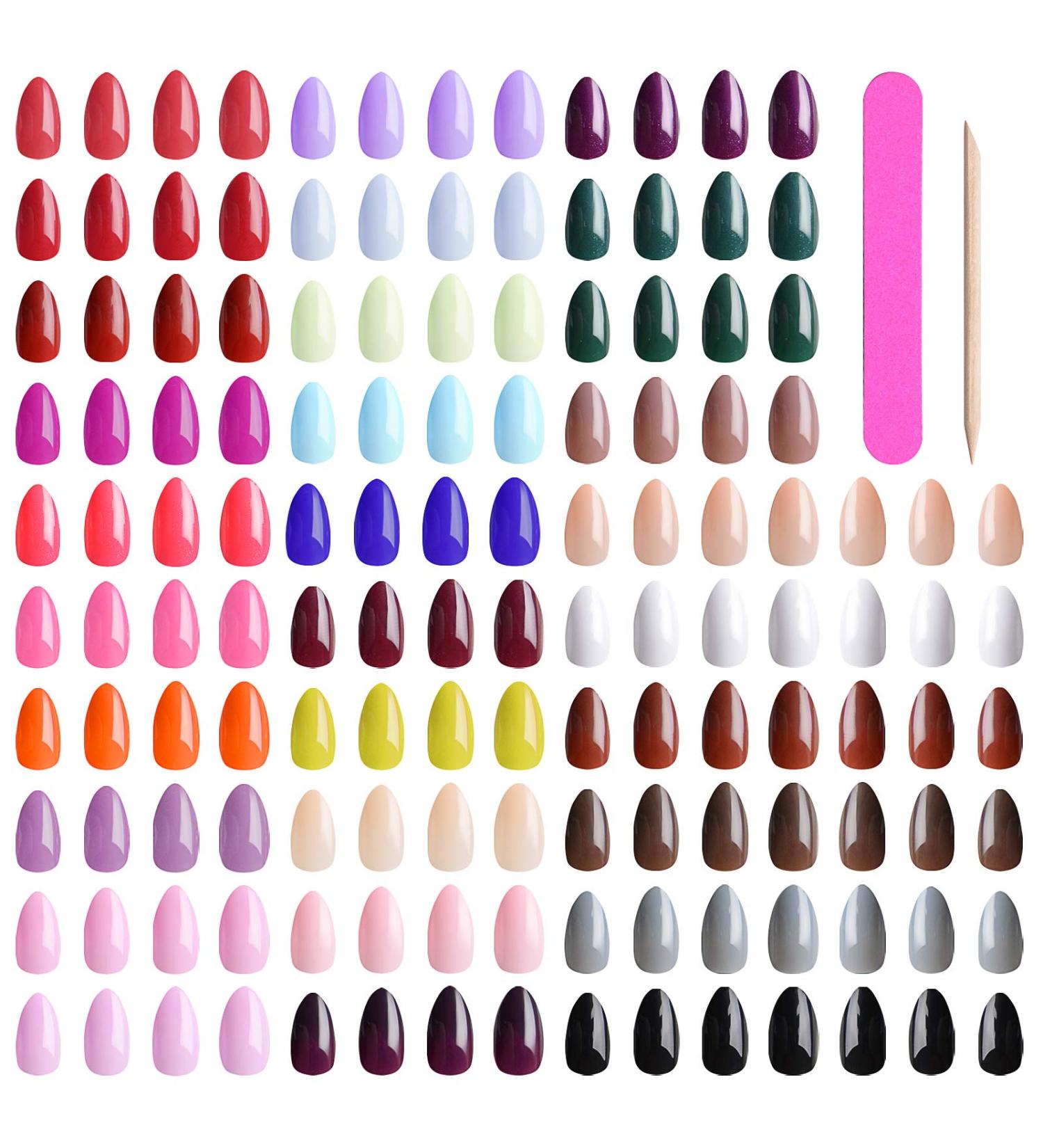 Kalolary Artificial Nails Set - 720 Stiletto & Almond Full Cover Nails in 30 Colors - Perfect for Salon Use - Includes File & Nail Pencil for Women & Girls - Buy Online on GoSupps.com