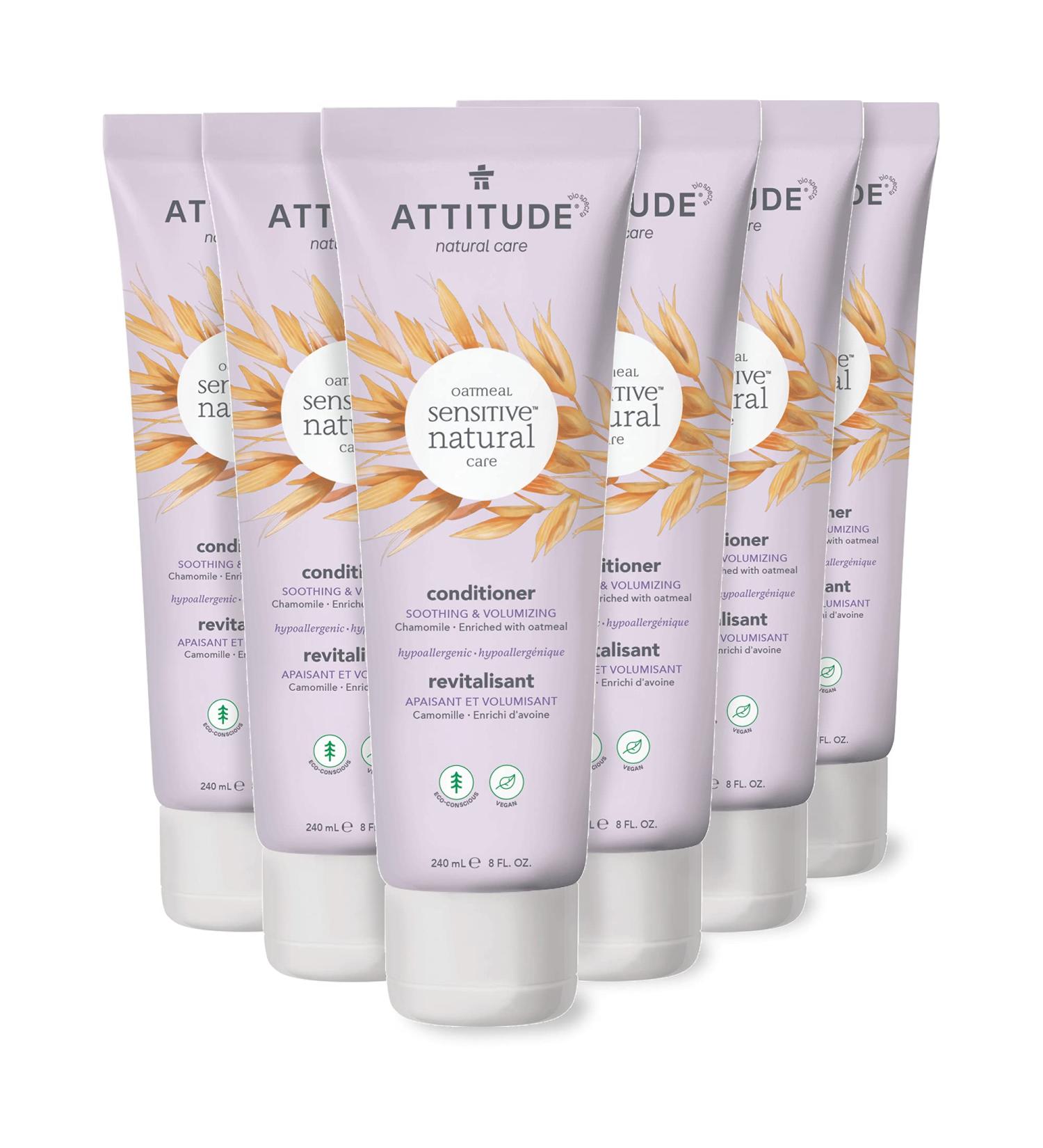 ATTITUDE Soothing Volumizing Conditioner for Sensitive Skin - Oat & Chamomile, Hypoallergenic, Vegan, Cruelty-Free - 8 Fl Oz (Pack of 6) - Buy Online on GoSupps.com