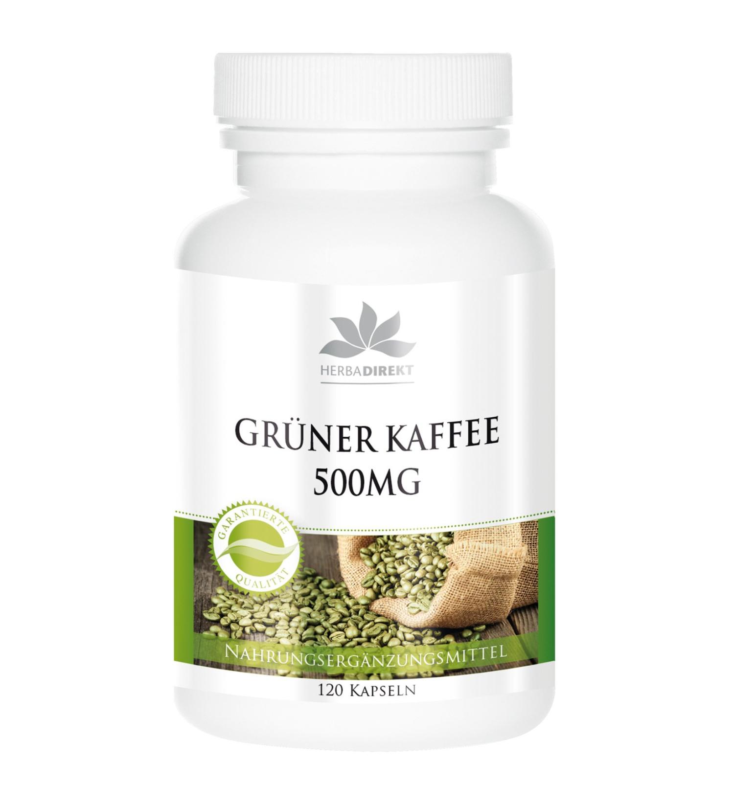 Green coffee 500mg - extract with 45% chlorogenic acid and 3% caffeine - 120 capsules - vegan |Herbadirekt by Warnke Vital substances - German pharmacy quality
