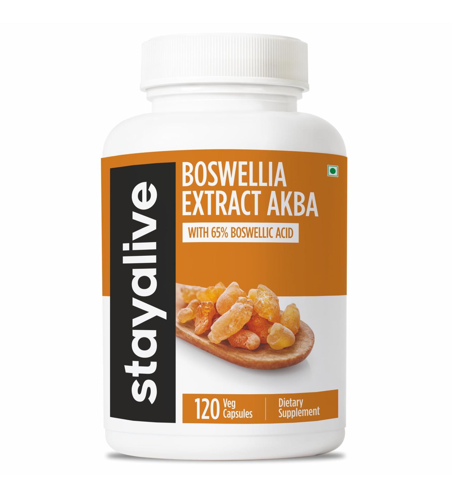 STAY ALIVE Boswellia Serrata Extract Capsules 1000mg with AKBA and 65% Boswellic Acid, 12:1 Resin Extract Powder, 120 Count for 2-Month Supply, Non-GMO and Gluten-Free Boswellia Supplement - Buy Online on GoSupps.com