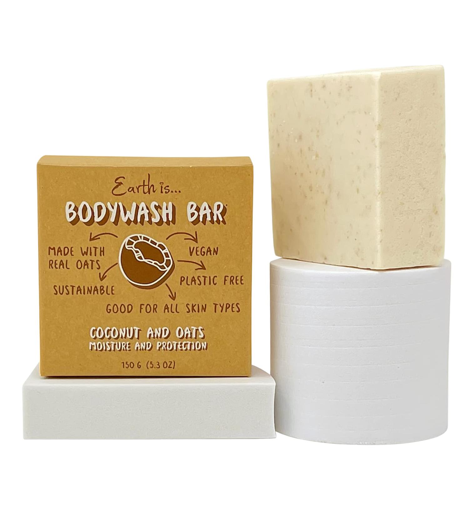Earth is Body Wash Bar - Moisturizing Vegan Coconut Oil & Oats | Eco-Friendly Plastic Free Compostable | All Skin Types - 5oz - Buy Online on GoSupps.com