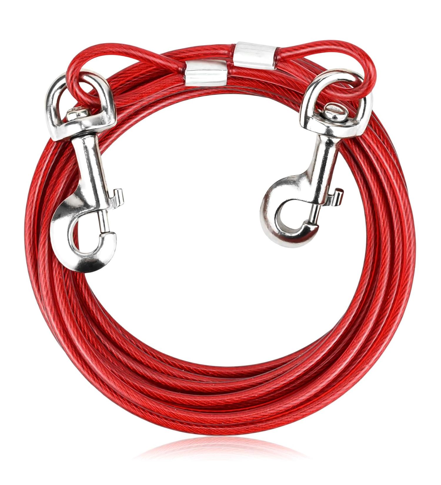 Premium 3m Tie-Out Linen for Dogs | Heavy-Duty Dog Tie-Out Cable for Small Medium & Large Breeds - Red - Buy Online on GoSupps.com