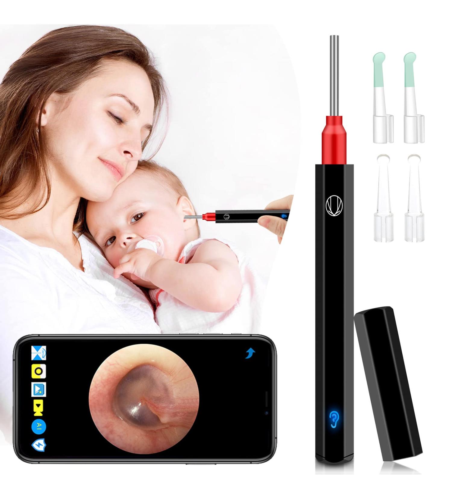 1080P HD Wireless Ear Wax Removal Camera Kit - Waterproof Otoscope Ear Cleaner with Light, 3.5mm Ear Endoscope for Smartphones & Tablets - Black - Buy Online on GoSupps.com