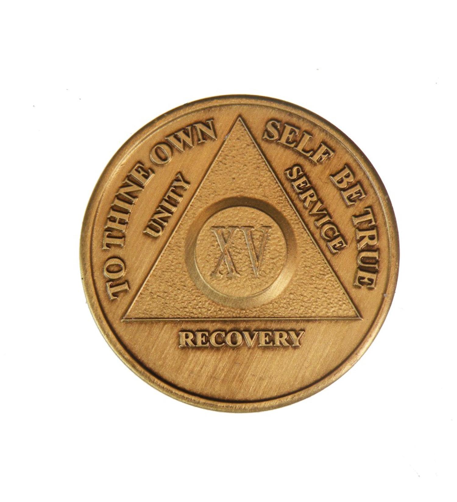 15 Year Bronze AA (Alcoholics Anonymous) - Sober / Sobriety / Birthday / Anniversary / Recovery / Medallion / Coin / Chip