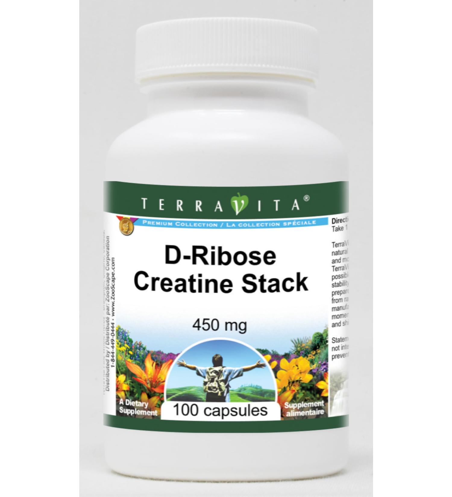 D-Ribose Creatine Stack - 450 mg (100 Capsules ZIN: 513915) - Buy Online on GoSupps.com