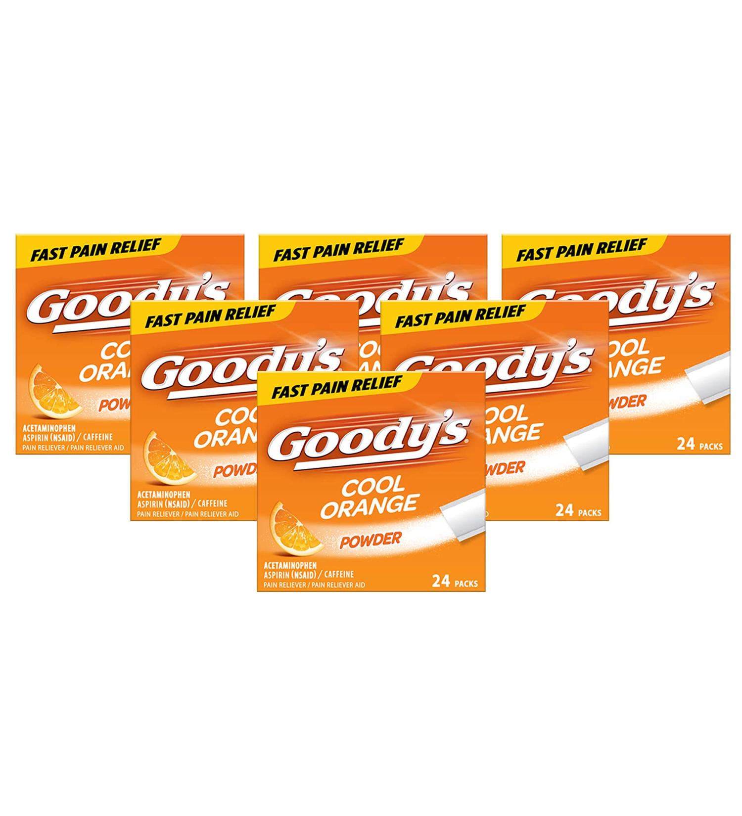 Goody's Extra Strength Headache Powders Cool Orange 24 ea - Pack of 6 - 144 Count - Buy Online on GoSupps.com