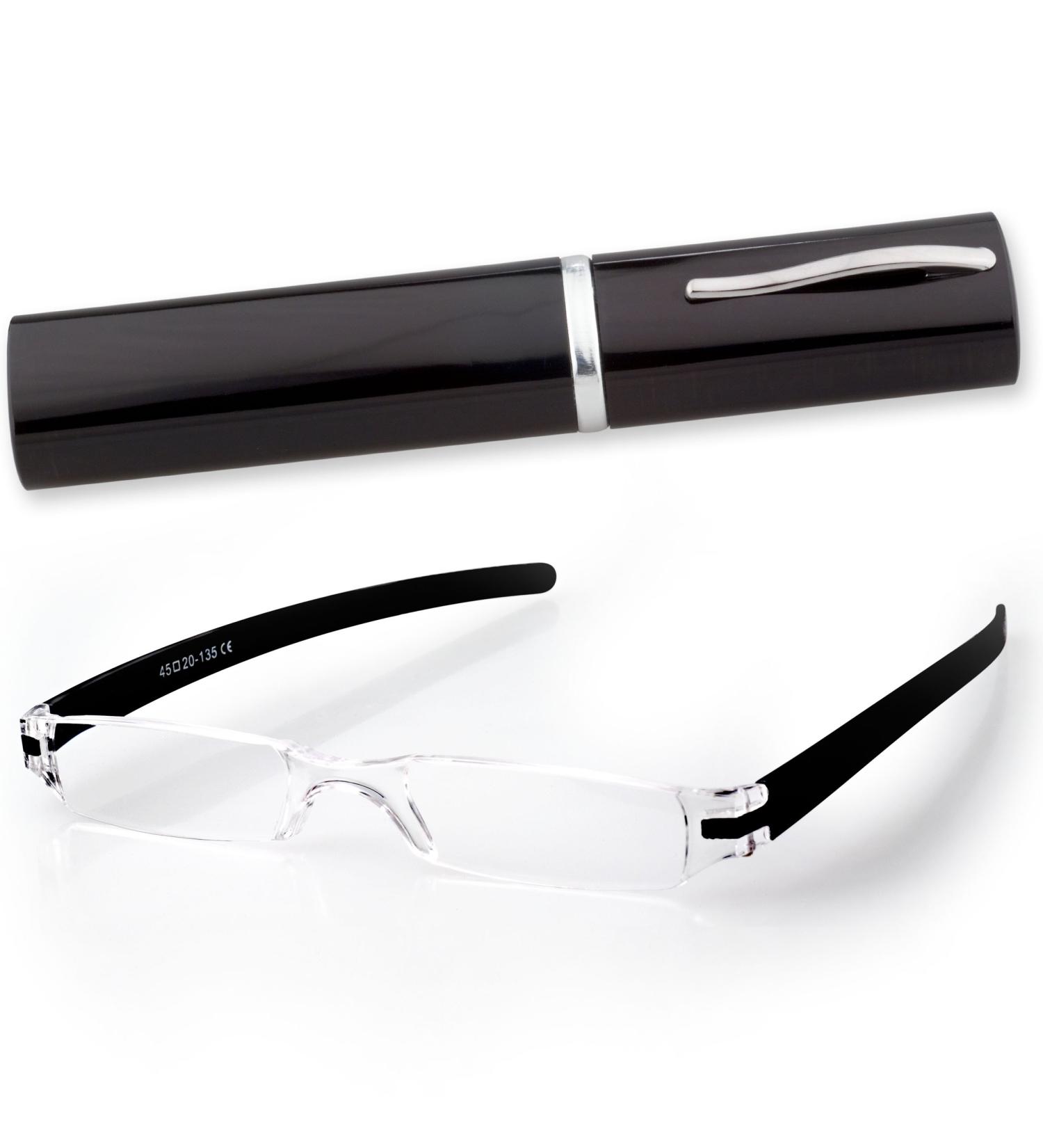 Cadenis compact borderless reading glasses reading help with case black in the piano lacquer look of + 1.00 to + 3.00 diopters + 1.00 diopters