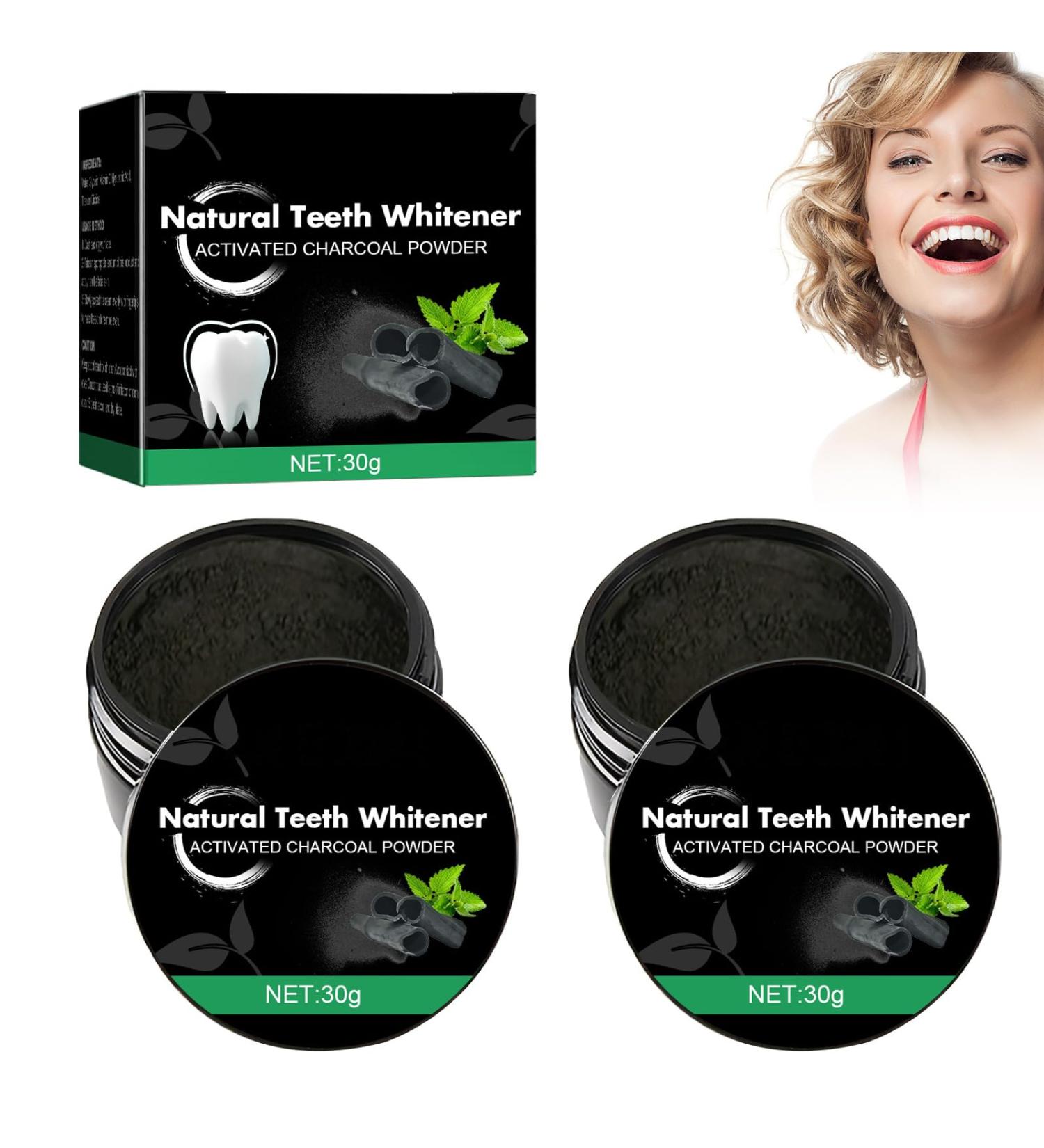 Natural Activated Charcoal Powder for Teeth Whitening - 30g x 2 | Cleans Tooth Stains & Brightens Teeth - Buy Online on GoSupps.com