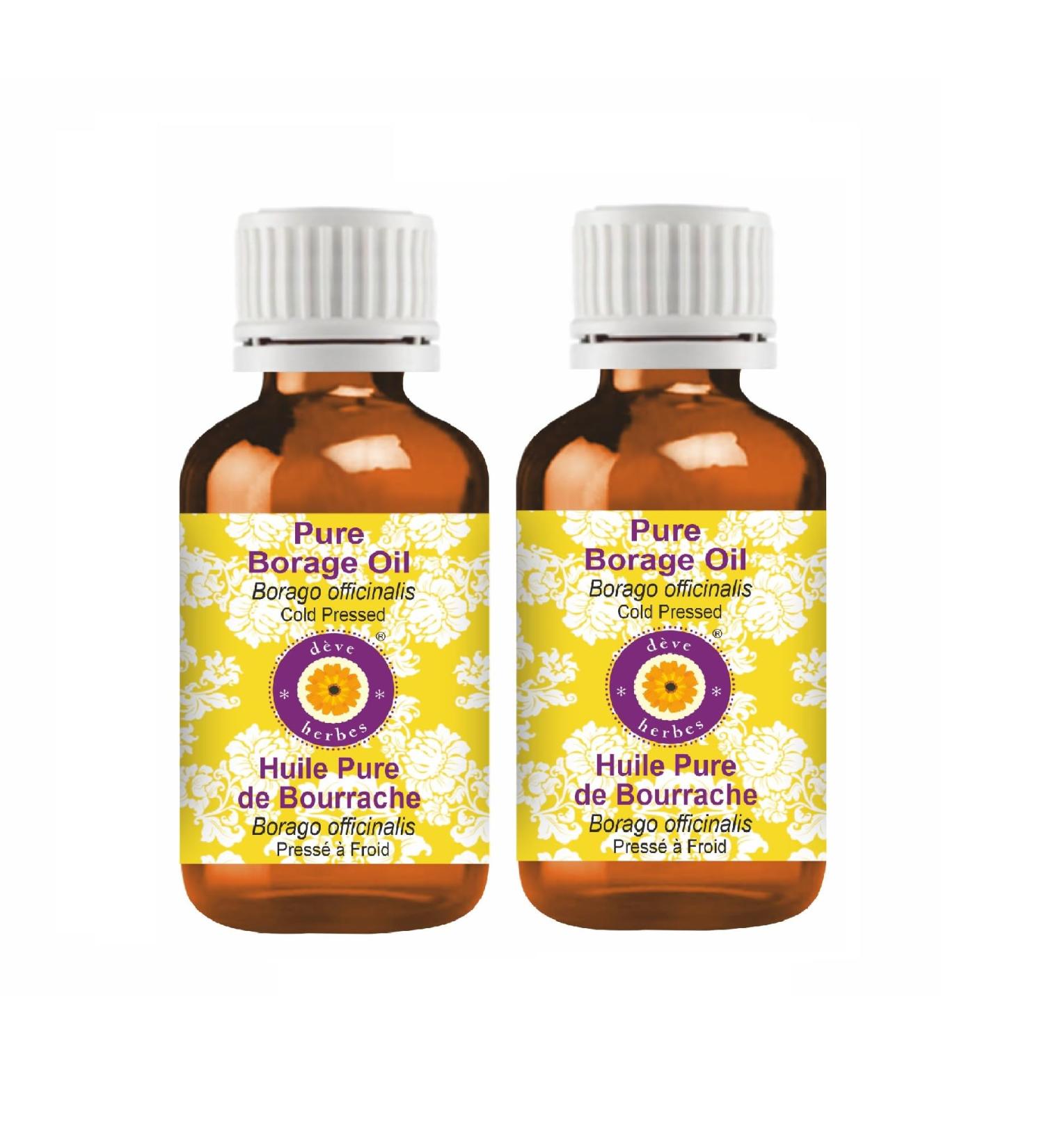 Buy DEve Herbes Pure Borage Oil (Borago Officinalis) - 100ml x 2 | Natural Cold-Pressed Therapeutic Quality | International Shipping Available - Buy Online on GoSupps.com