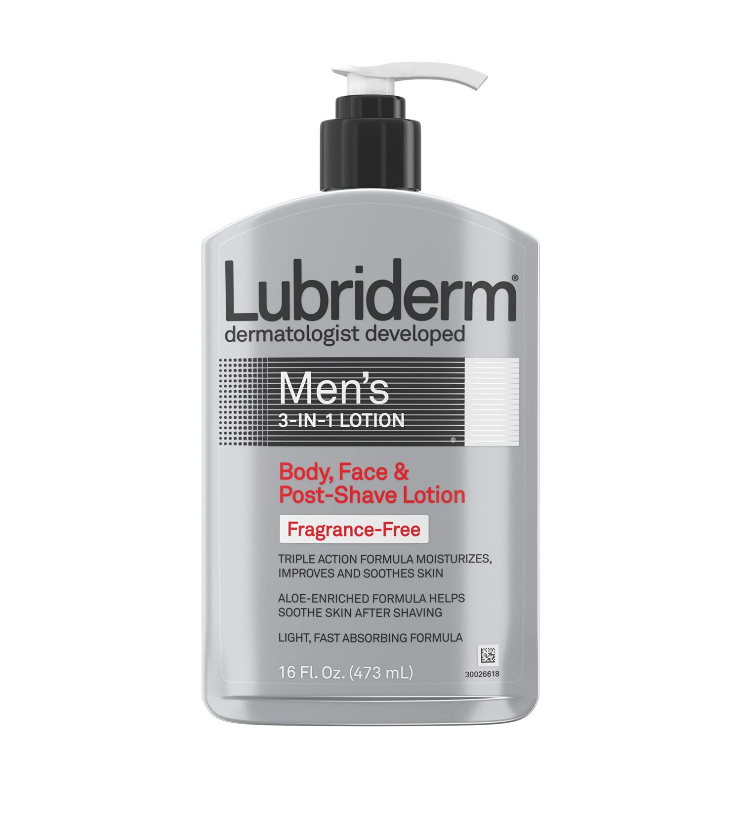 Lubriderm Men's 3-In-1 Moisturizing Body Lotion with Aloe | 16 fl. oz - Hydrating Formula for Men's Skin - Buy Online on GoSupps.com