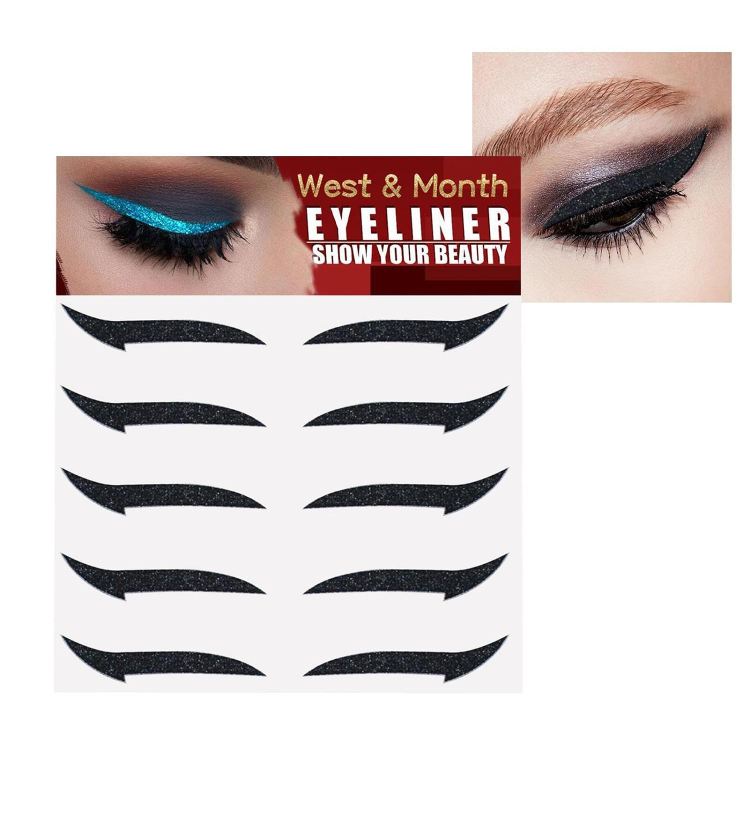 Stick On Glitter Eyeliner | Instant -Adhesive Eyeliner Stencil Sparkle 5 Pairs Sticker Eyeliner Tool Makeup Eyeliner Stickers Winged Eyeliner Stencil for Eye Makeup Tool Fulenyi Black (Five Pairs) - Buy Online on GoSupps.com