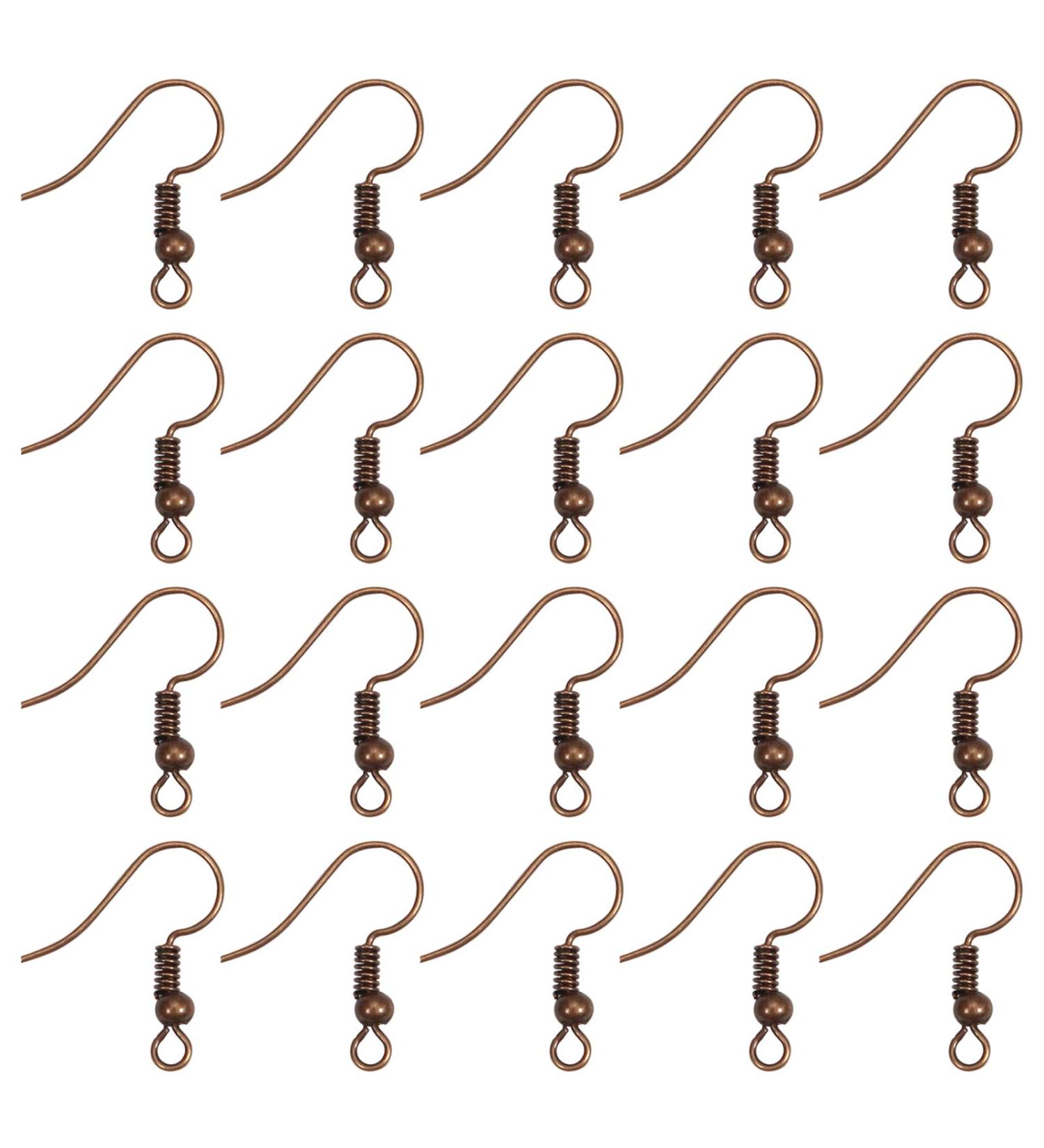 TOAOB 100pcs Hypoallergenic Red Copper Earring Hooks with Ball and Coil - 18mm Fish Hook Earrings Making Supplies - Buy Online on GoSupps.com