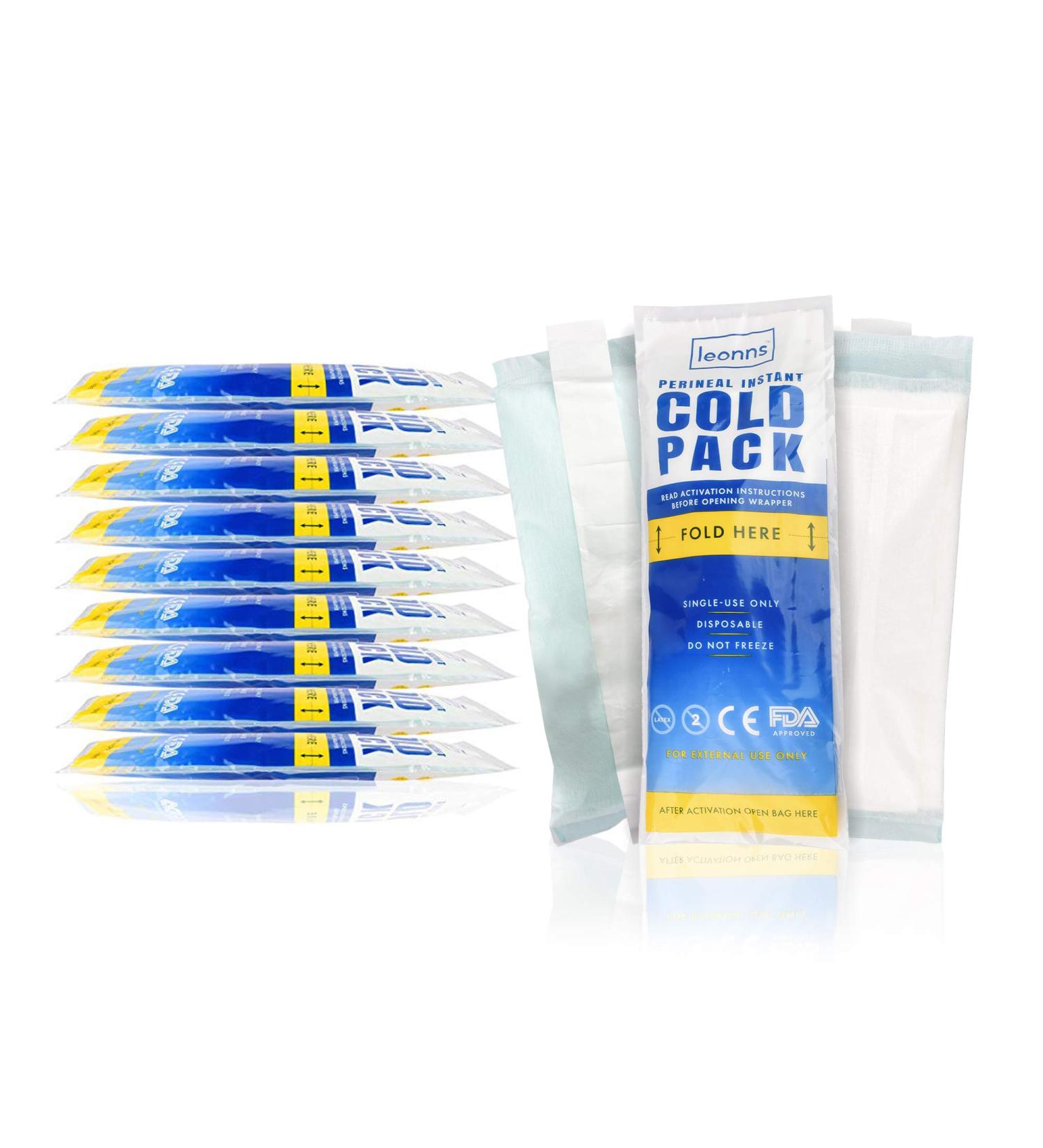 Perineal Ice Packs for Postpartum with Adhesive Strip - 2-in-1 Cold Pack Pads for After Birth - Instant Relief (12 Pack) - Buy Online on GoSupps.com