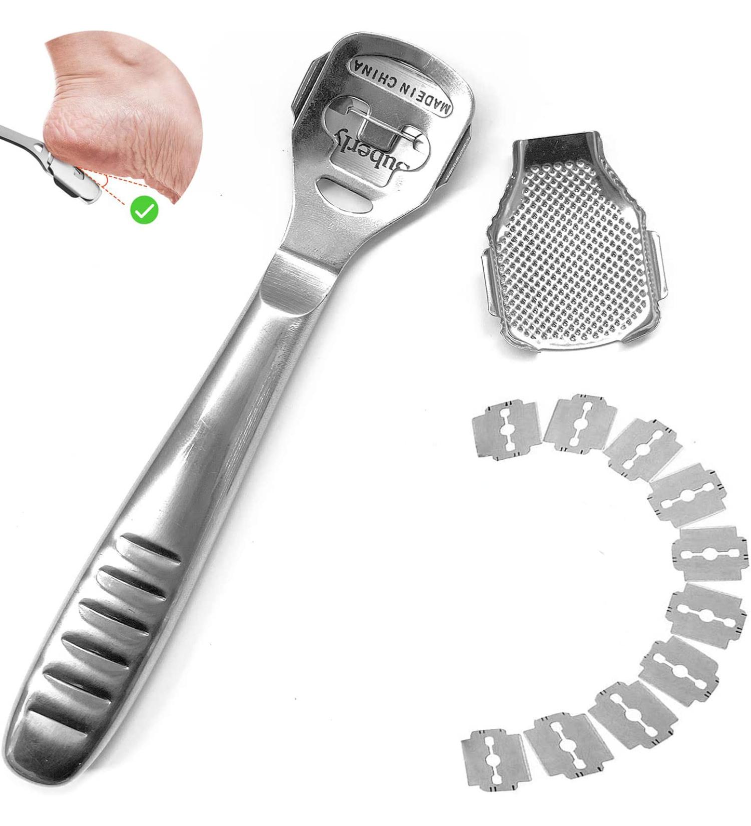 Foot Care Pedicure Callus Shaver Stainless Steel Foot Callus Remover Heel Razor Callus Shaver Sets Include 10 Replacement Slices and 1 Foot File Head Dry Hard Skin Remover for Hand Feet - Buy Online on GoSupps.com