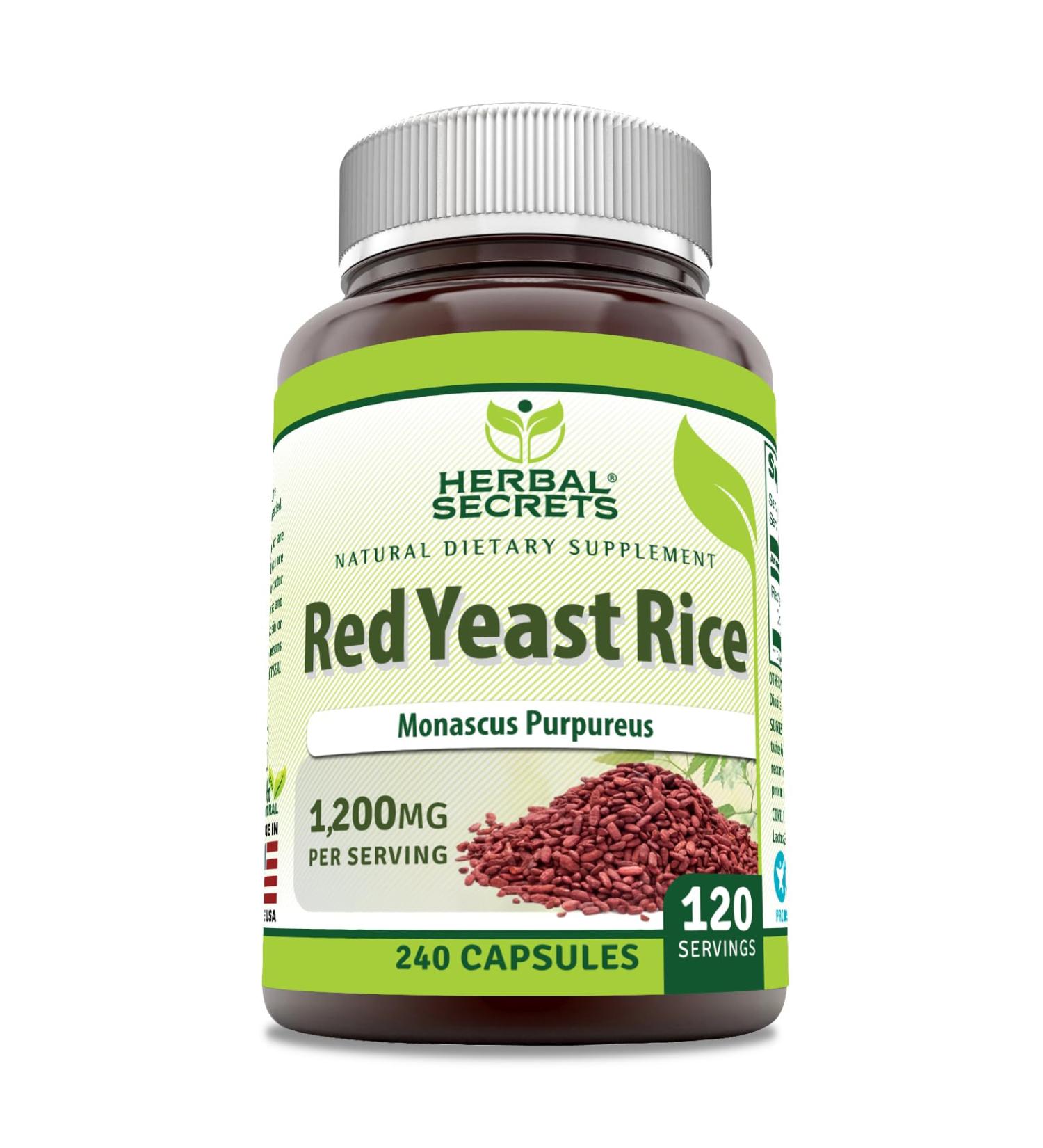 Herbal Secrets Red Yeast Rice 1200 Mg per Serving 240 Veggie Capsules Supplement | Non-GMO | Gluten Free | Made in USA