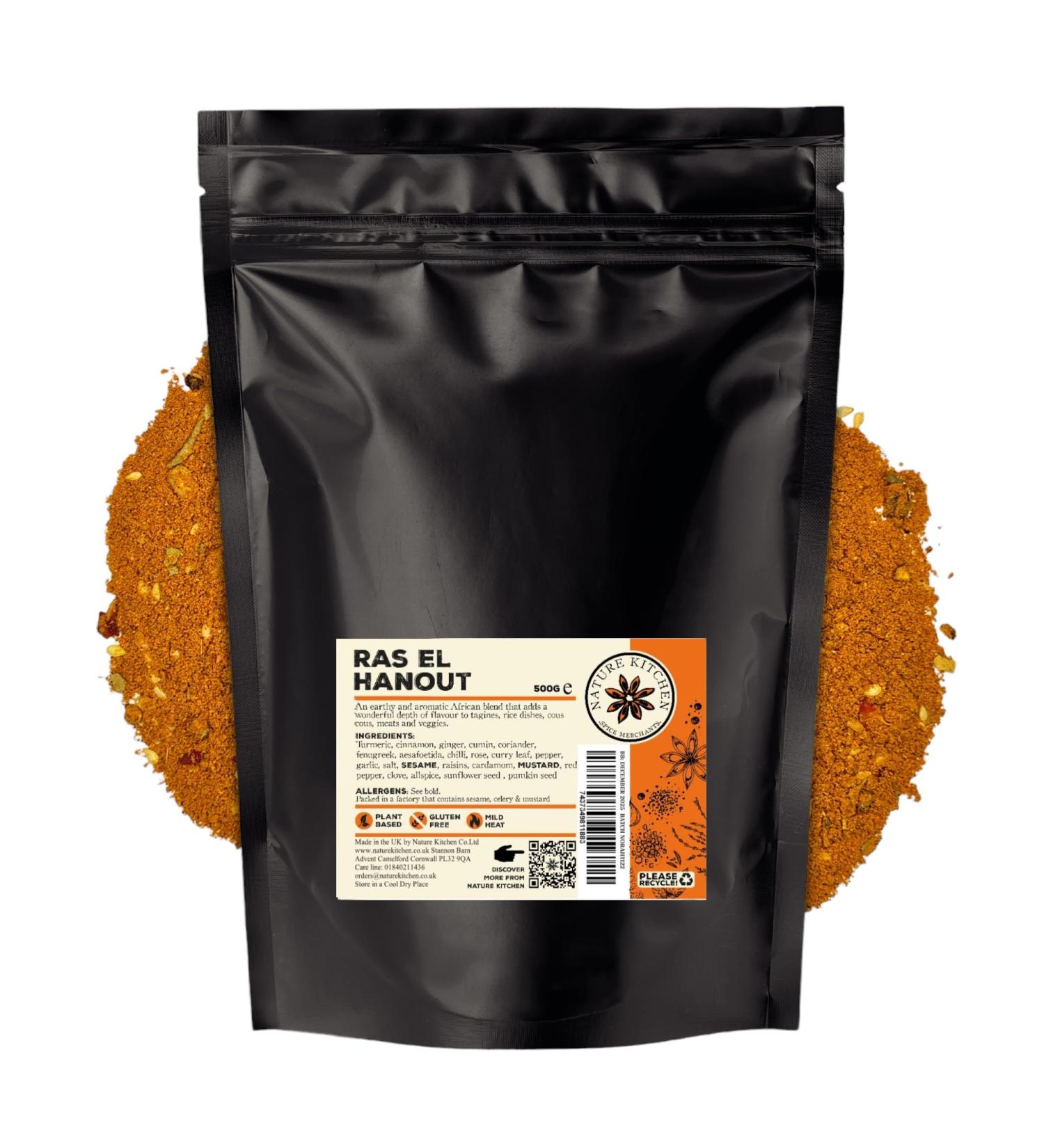 Nature Kitchen Ras El Hanout Moroccan Spices (Mild) 500g - Gluten-Free & Vegan Cooking Blends for Marinades, Sauces, Frying & Baking - Buy Online on GoSupps.com