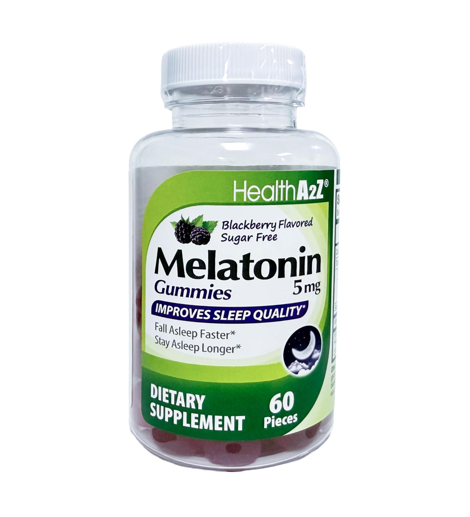 HealthA2Z Sugar-Free Melatonin Gummies| 60 Counts | 5mg | Natural Sleep Aid for Deep & Restful Sleep | BlackBerry Flavor | Sleep Aid Gummies - Buy Online on GoSupps.com