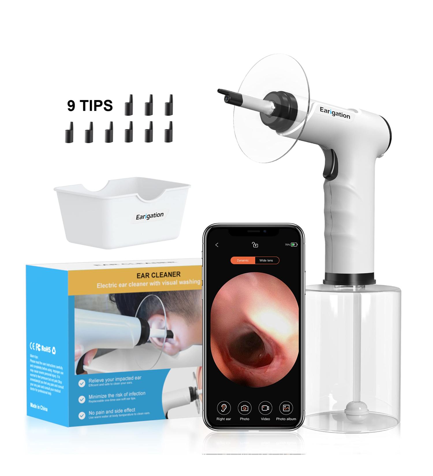 2023 Ear Wax Removal Tool Kit with 1080P Camera, Light, and 9 Tips - Works with iOS & Android - Includes Basin Towel - Ear Wax Irrigation Solution - Buy Online on GoSupps.com