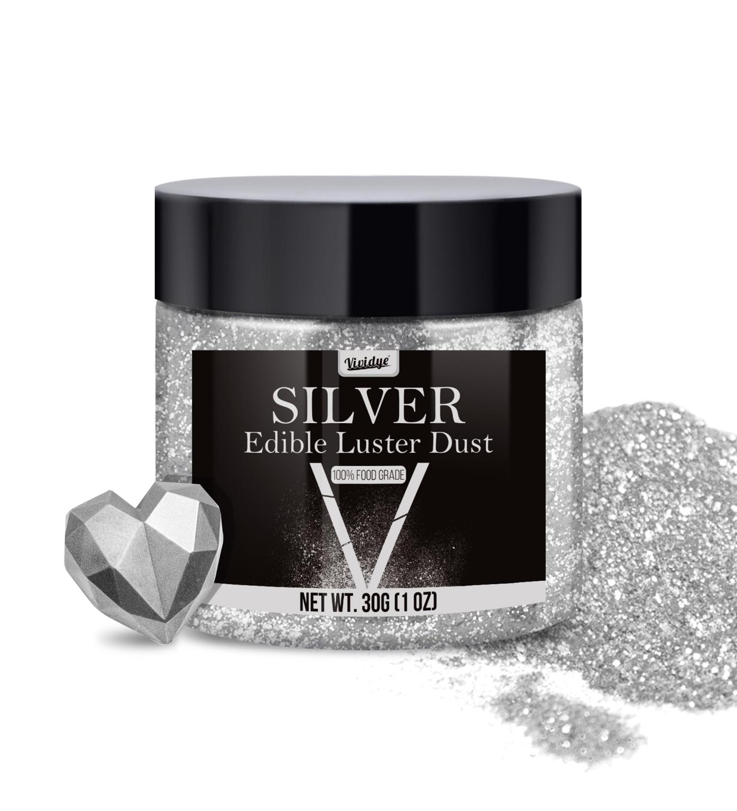 Buy Silver Edible Glitter Powder - 30g | Perfect for Drinks Cakes & Cocktails - Metallic Food Coloring - Buy Online on GoSupps.com