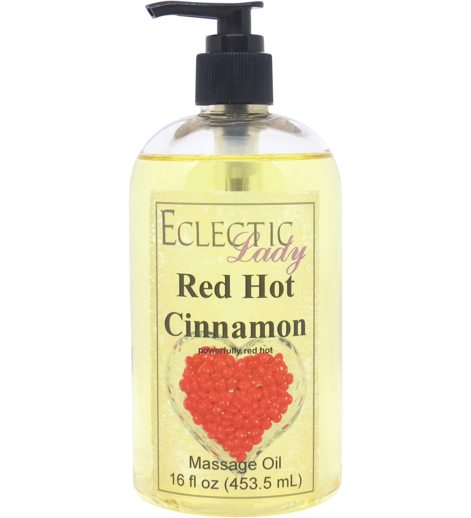 Red Hot Cinnamon Massage Oil 16 oz With Sweet Almond Oil and Jojoba Oil Preservative Free Perfect for Aromatherapy and Relaxation 16 Ounce - Buy Online on GoSupps.com