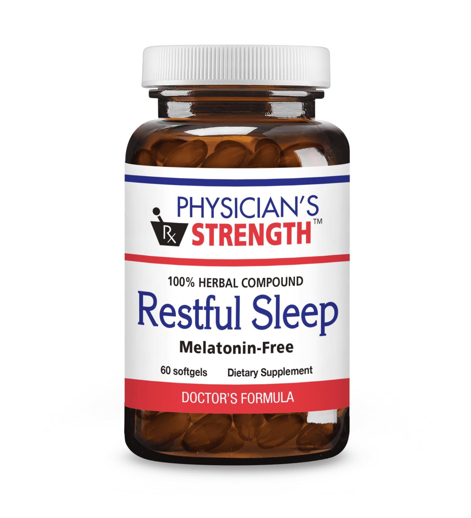 Physician's Strength Restful Sleep - 60 Softgels - Natural Support - 100% Herbal Compound - Melatonin Free - Non-GMO & Soy Free - 60 Servings - Buy Online on GoSupps.com