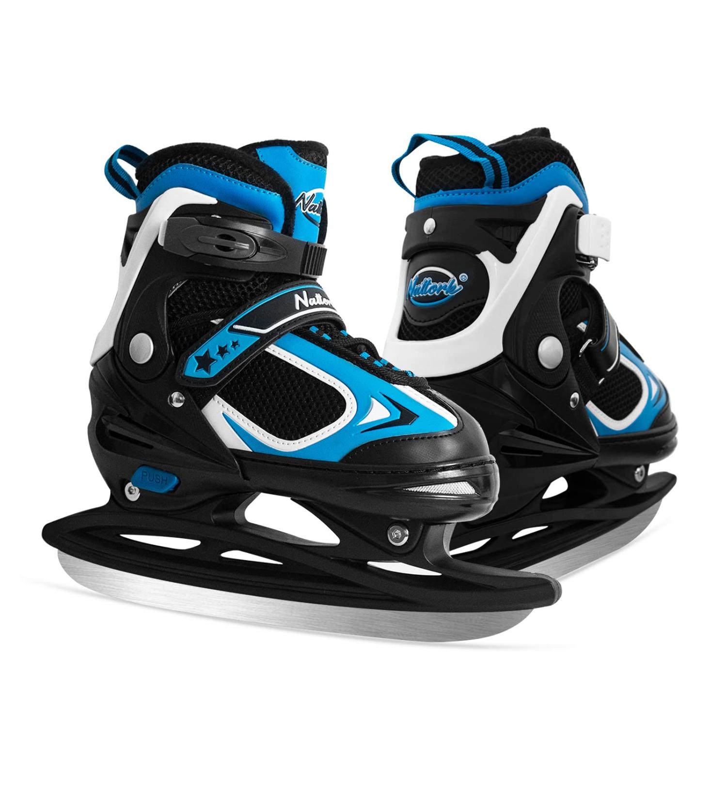 MammyGol Adjustable Ice Skating Shoes for Kids - Gray Blue Hockey Lace-Up Skate (Size L/XL) - Beginner Ice Skates for Boys and Girls - Buy Online on GoSupps.com