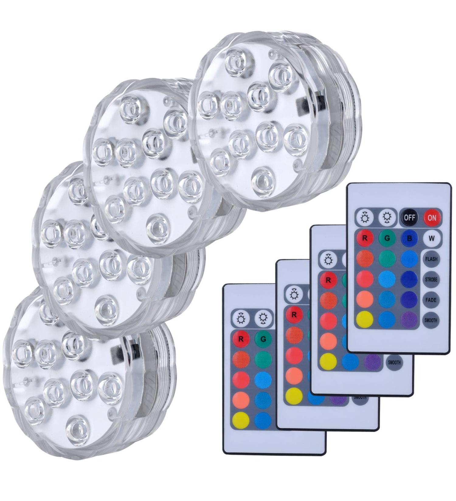 Hitopin 4 Pieces Submersible LED Lights Waterproof Underwater Submersible Led Lights with Remote Control Waterproof Underwater Lights Pond Lights for Decorate Party Wedding Halloween Christmas - Buy Online on GoSupps.com