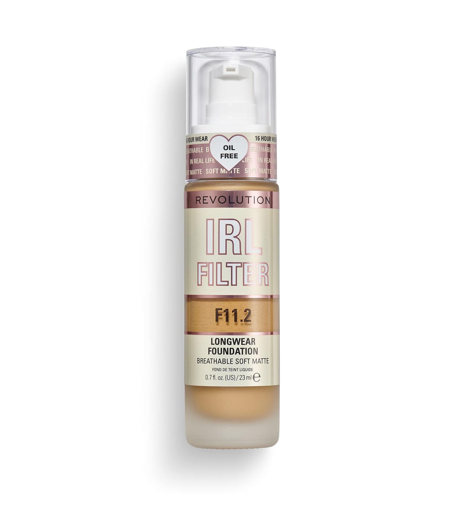 Makeup Revolution IRL Filter Longwear Foundation F11.2 - Medium/Dark Skin Tones 23ml - Matte Finish, 16 Hour Wear - Pack of 1 - Buy Online on GoSupps.com