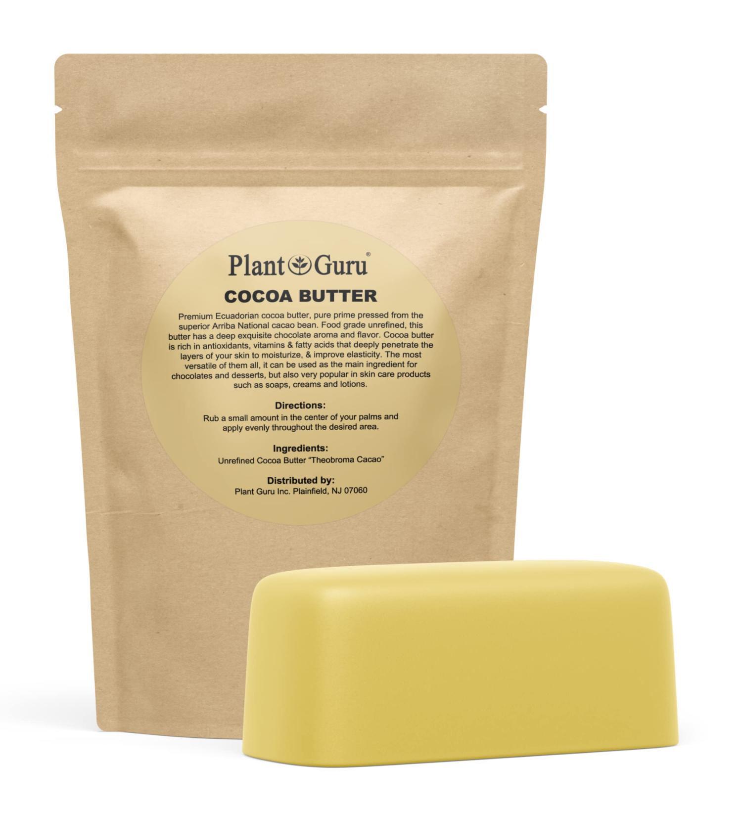 100% Pure Raw Cocoa Butter 1 lb. Bar - Unrefined Food Grade for Chocolate Soap Lip Balm & DIY Body Butters - Premium Arriba Nacional Cacao - Buy Online on GoSupps.com