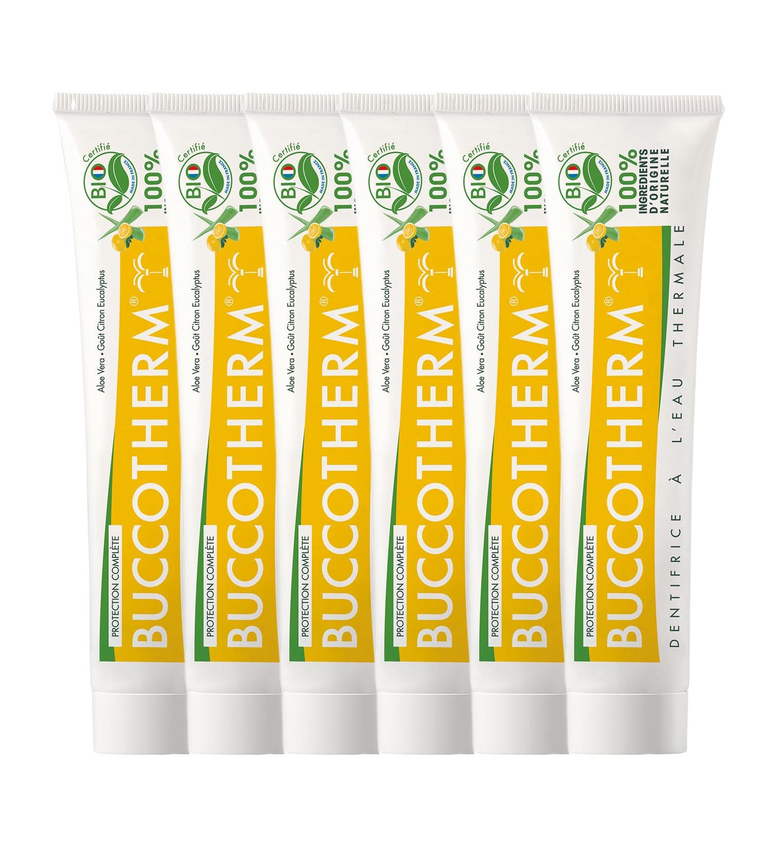  Buccotherm BUCCOTHERM | Complete Protection Toothpaste Lemon Eucalyptus Taste | Certified Organic | Soothes Gums | Protects | Remineralizing | 100% Natural Ingredients | Pack of 6 x 75ml - Buy Online on GoSupps.com