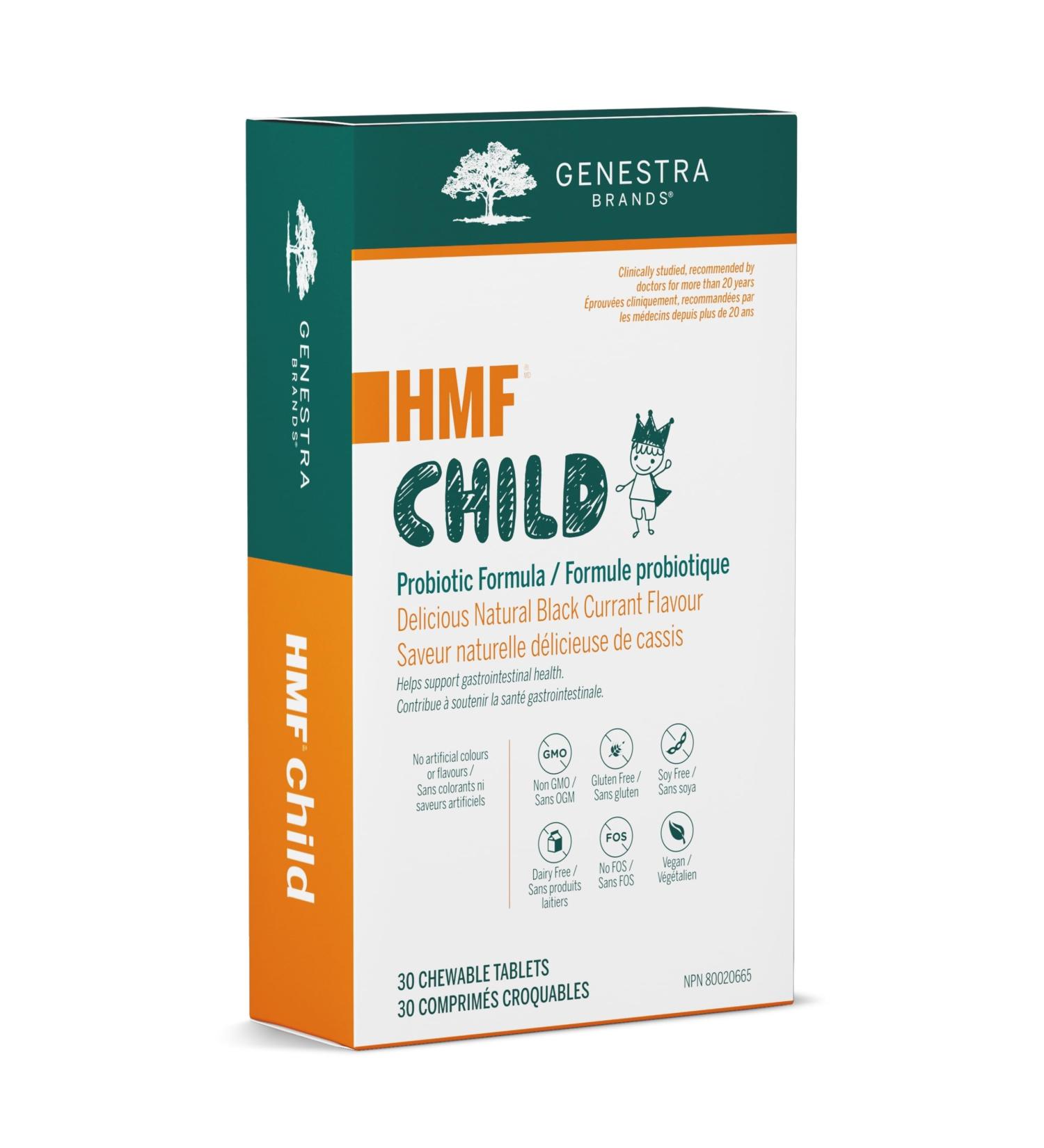Genestra Brands - HMF Child - Probiotic Formula - Supports Gastrointestinal Health - 30 Chewable Tablets - Blackcurrant Flavour - Buy Online on GoSupps.com