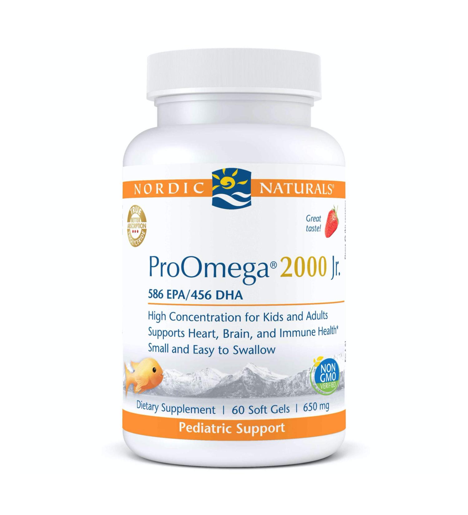 Nordic Naturals ProOmega 2000 Jr. 650 mg Softgels - Strawberry Flavor | 60 Count - Buy Online on GoSupps.com