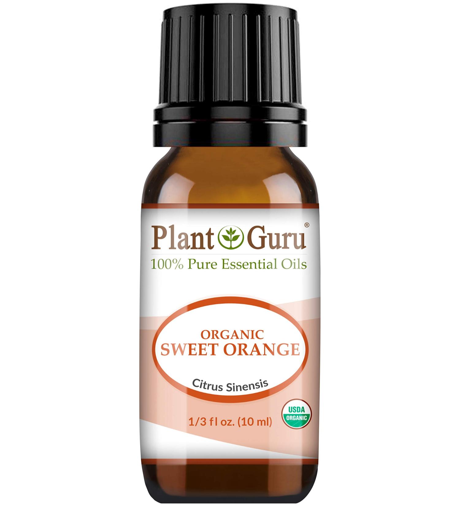 Organic Sweet Orange Essential Oil 10 ml 100% Pure Undiluted USDA Certified Therapeutic Grade Cold Pressed from Fresh Orange Peel Great for Aromatherapy Diffuser Relaxation and Calming Cleaning