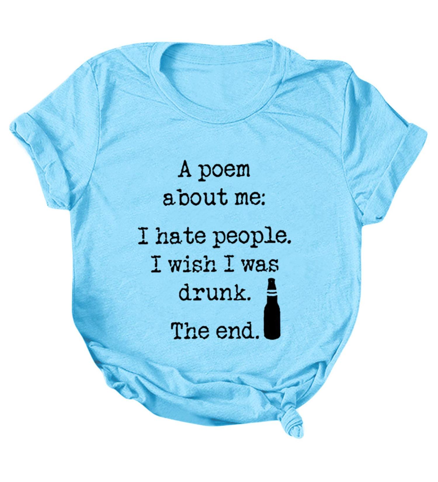 Womens Short Sleeve Sky Blue T-Shirt - Casual Crew Neck Solid Round Tee - Funny Offensive Adult Humor - Size Medium - Buy Online on GoSupps.com