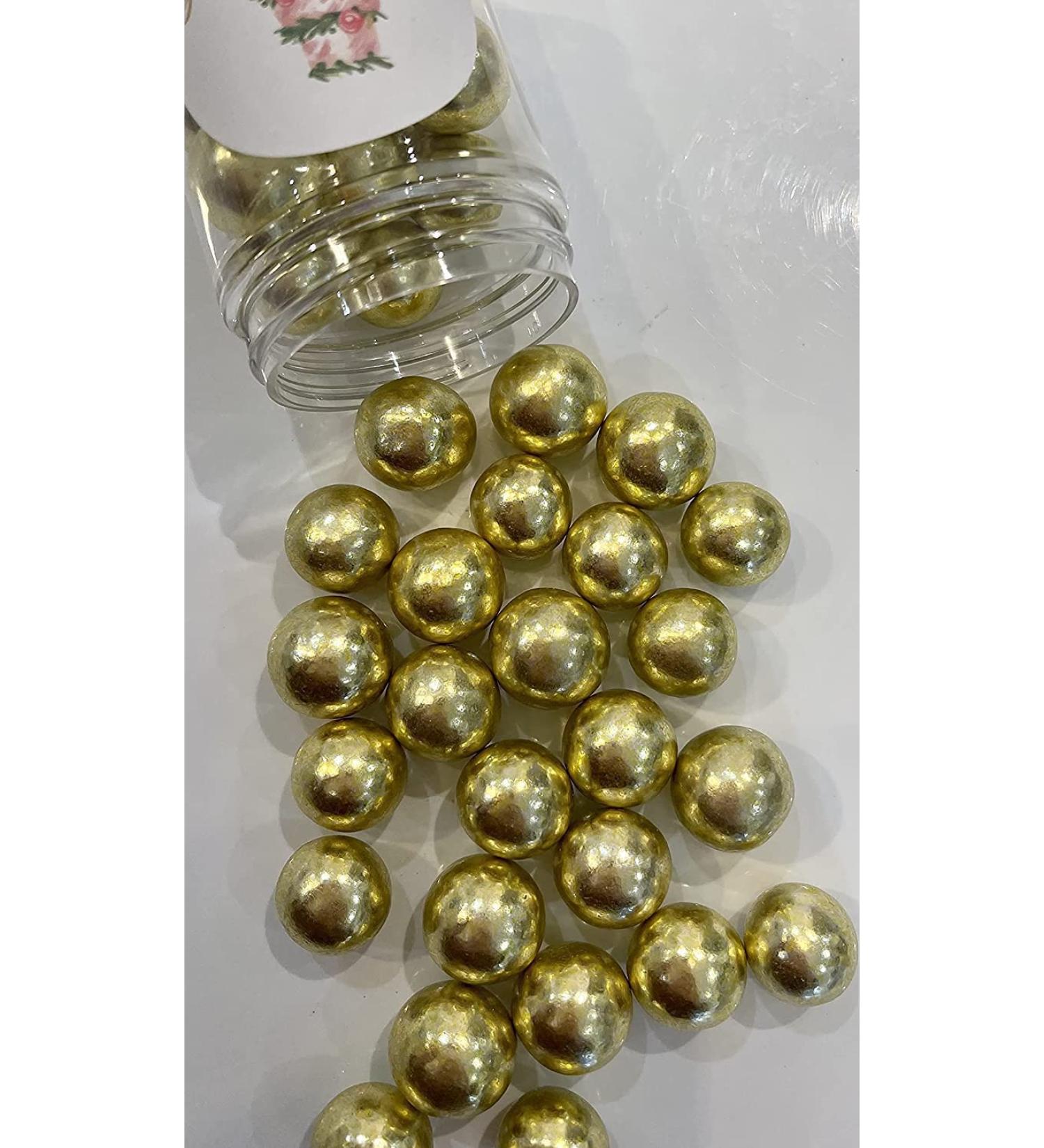 20mm Extra Large Shimmer Chocolate Balls Edible Cupcake Cake Topper Sprinkles (Metallic Gold Small Tub)