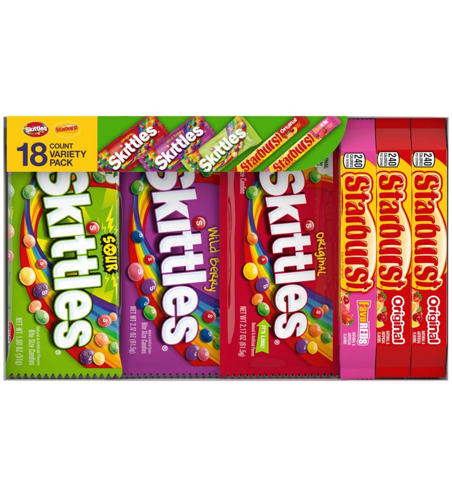 Skittles & Starburst Full Size Variety Mix 18-Count Box - 37.05 oz - Buy Online on GoSupps.com
