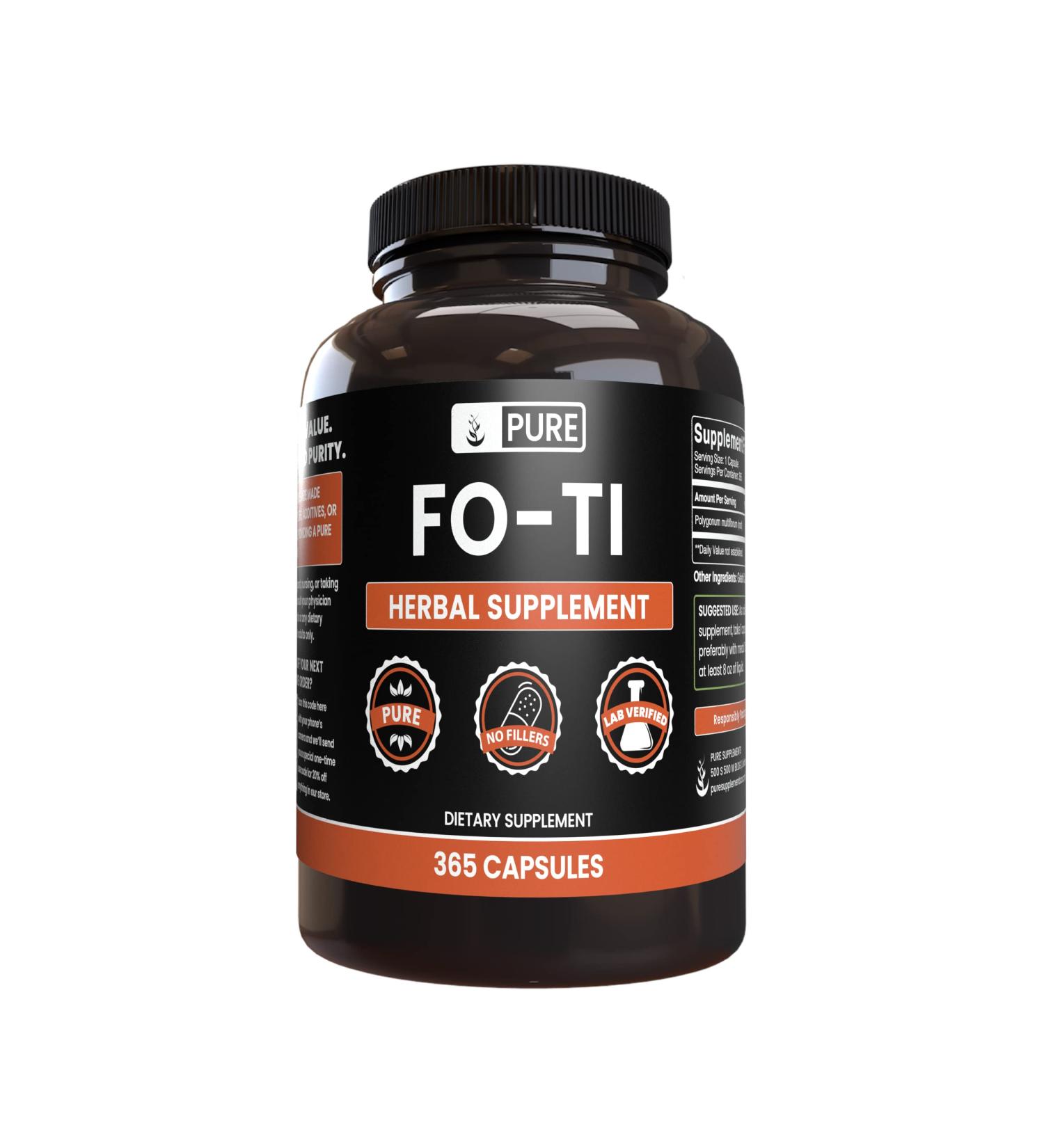 Pure Original Ingredients Fo-Ti (365 Capsules) No Magnesium Or Rice Fillers 365 Count (Pack of 1) - Buy Online on GoSupps.com
