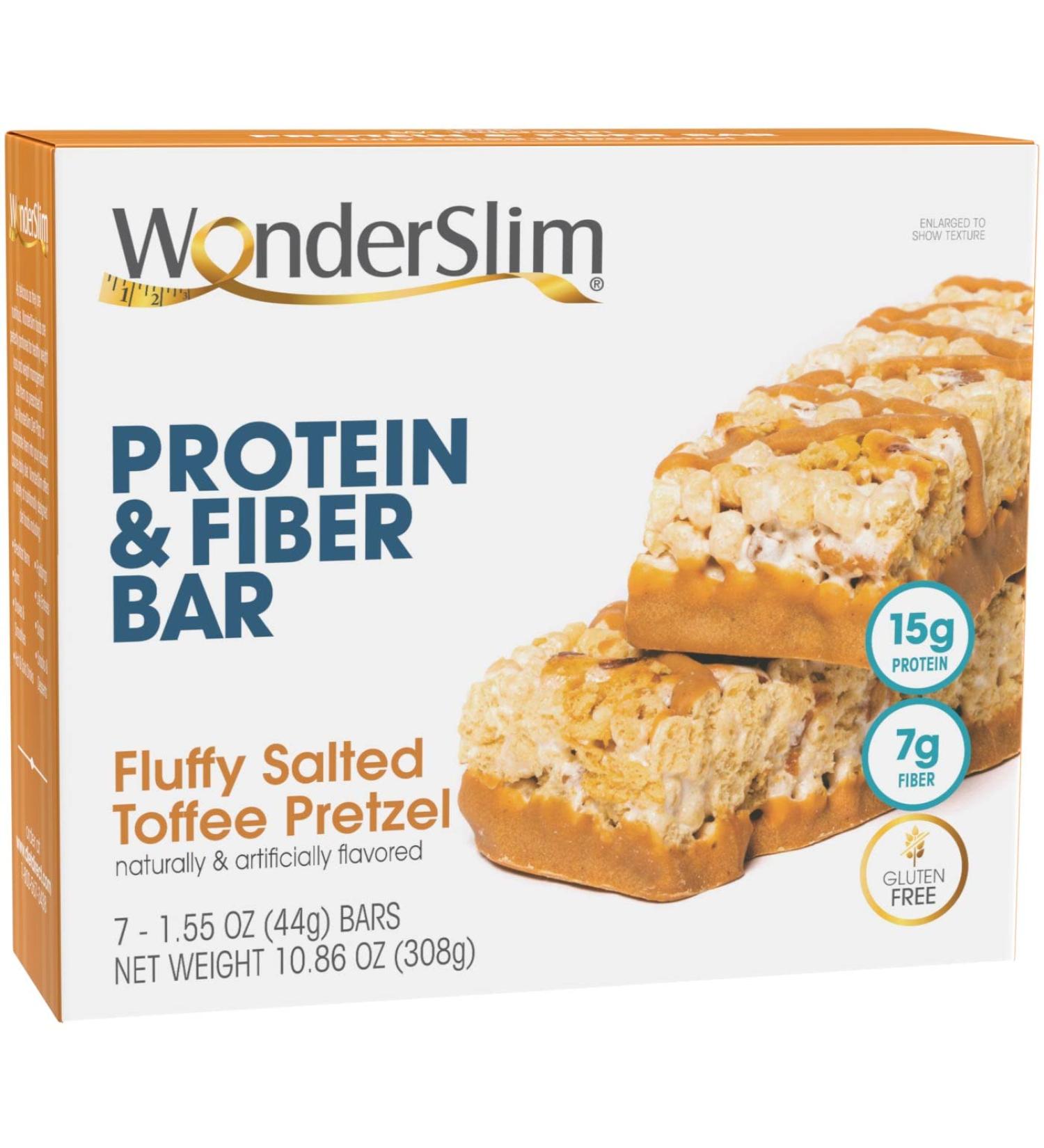 WonderSlim Salted Toffee Pretzel Protein & Fiber Bar - 15g Protein, 7g Fiber, Gluten-Free (7ct) - Buy Online on GoSupps.com