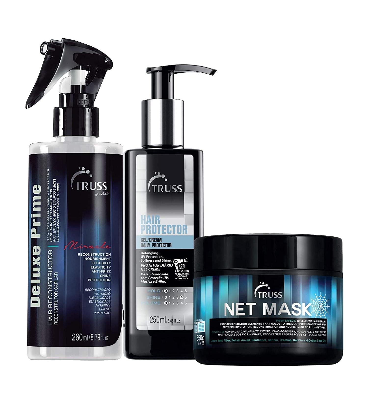 TRUSS Hair Protector Bundle: Lightweight Gel/Cream Leave-in with Net Mask - Intensive Repair & Deluxe Prime Treatment - Buy Online on GoSupps.com