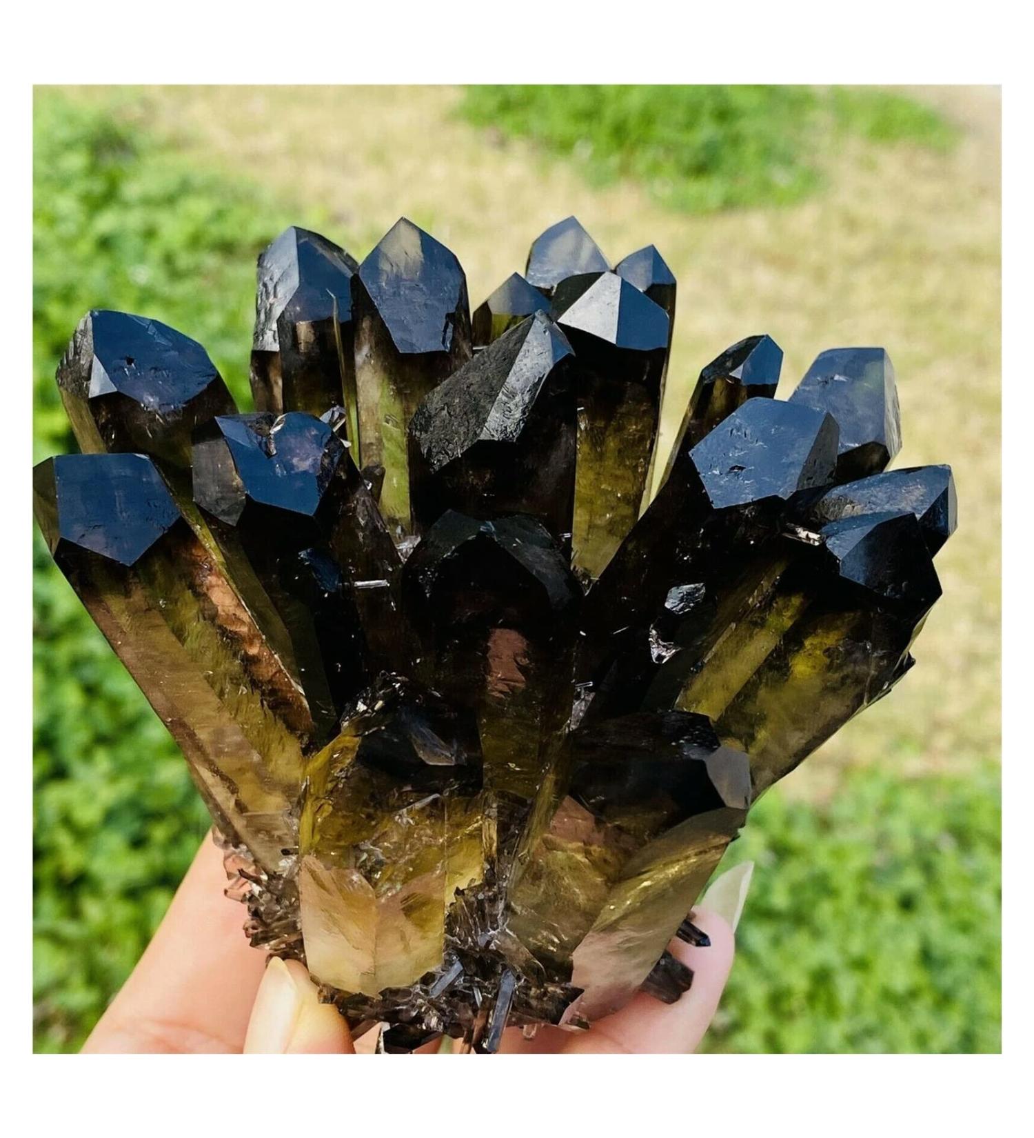 Natural Crystal Rough Crystal Cluster Natural Beatiful Black Quartz Crystal Cluster Specimen (Size : 650-700g) - Buy Online on GoSupps.com