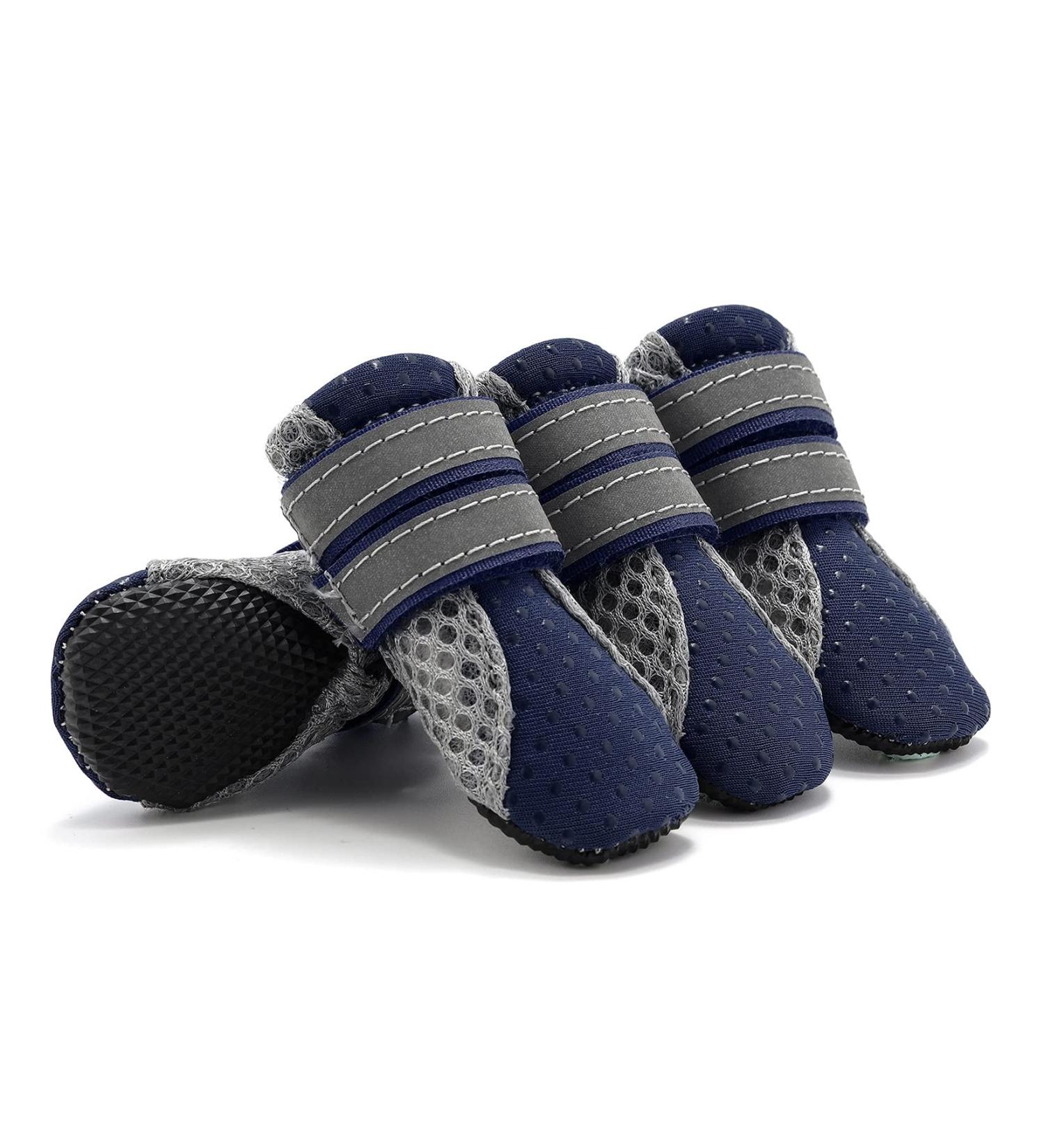 Zunea Dog Shoes - Slipproof Adjustable Reflective Paw Protection for Small Dogs | Breathable Heat-Resistant Summer Booties (Blue M - 4 Pack) - Buy Online on GoSupps.com