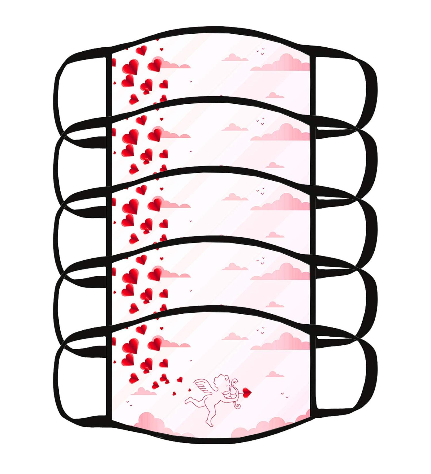 ZQP 5PCS Face Cloth for Unisex Adults Romantic Pink Heart Stones On Black Background Love Valentines Day Theme Cold Mouth Dustproof Double Protection - Buy Online on GoSupps.com