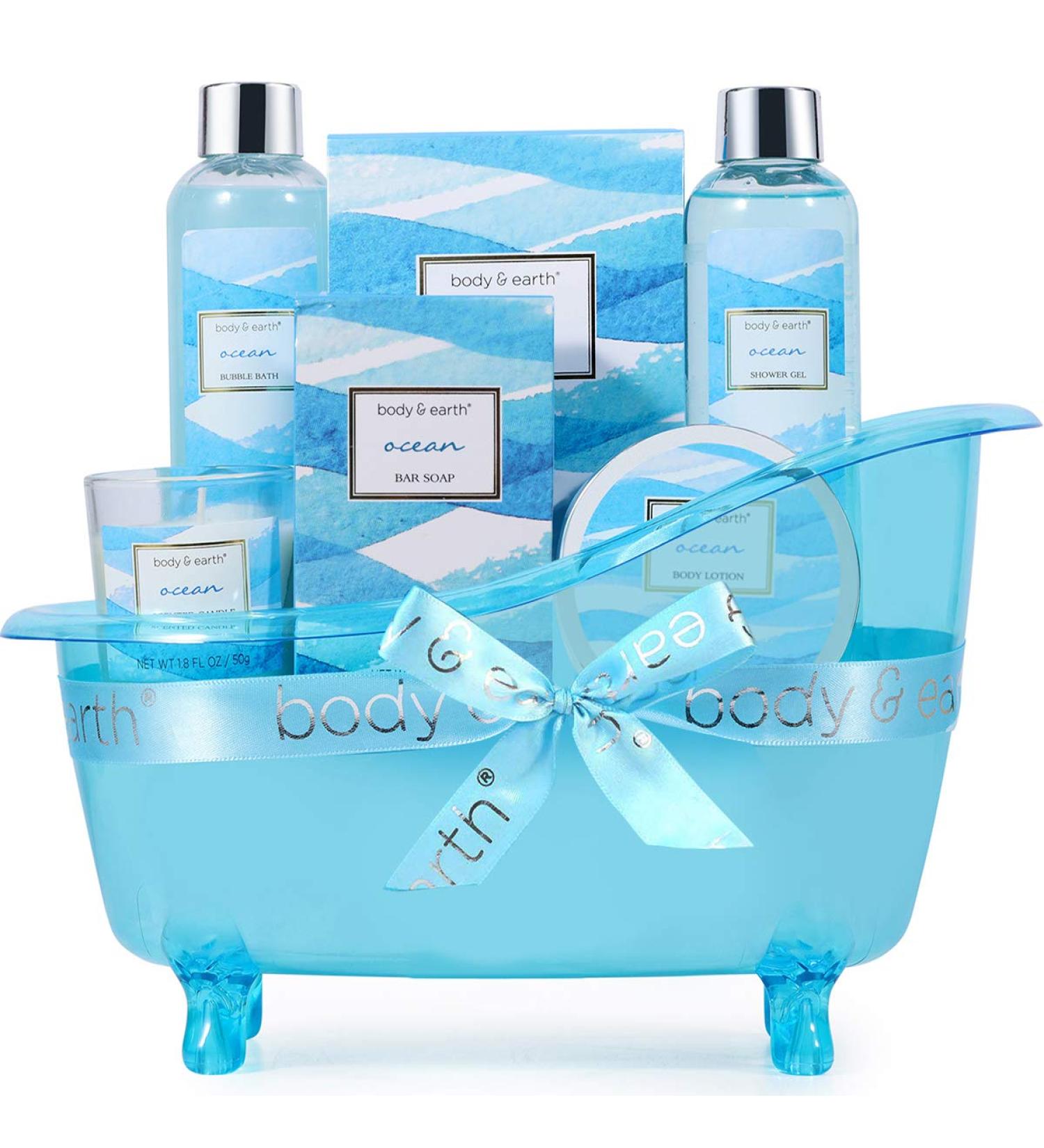 Body & Earth Spa Gift Basket for Women - 7 Pcs Ocean Scented Bath Set - Birthday Gift - Buy Online on GoSupps.com
